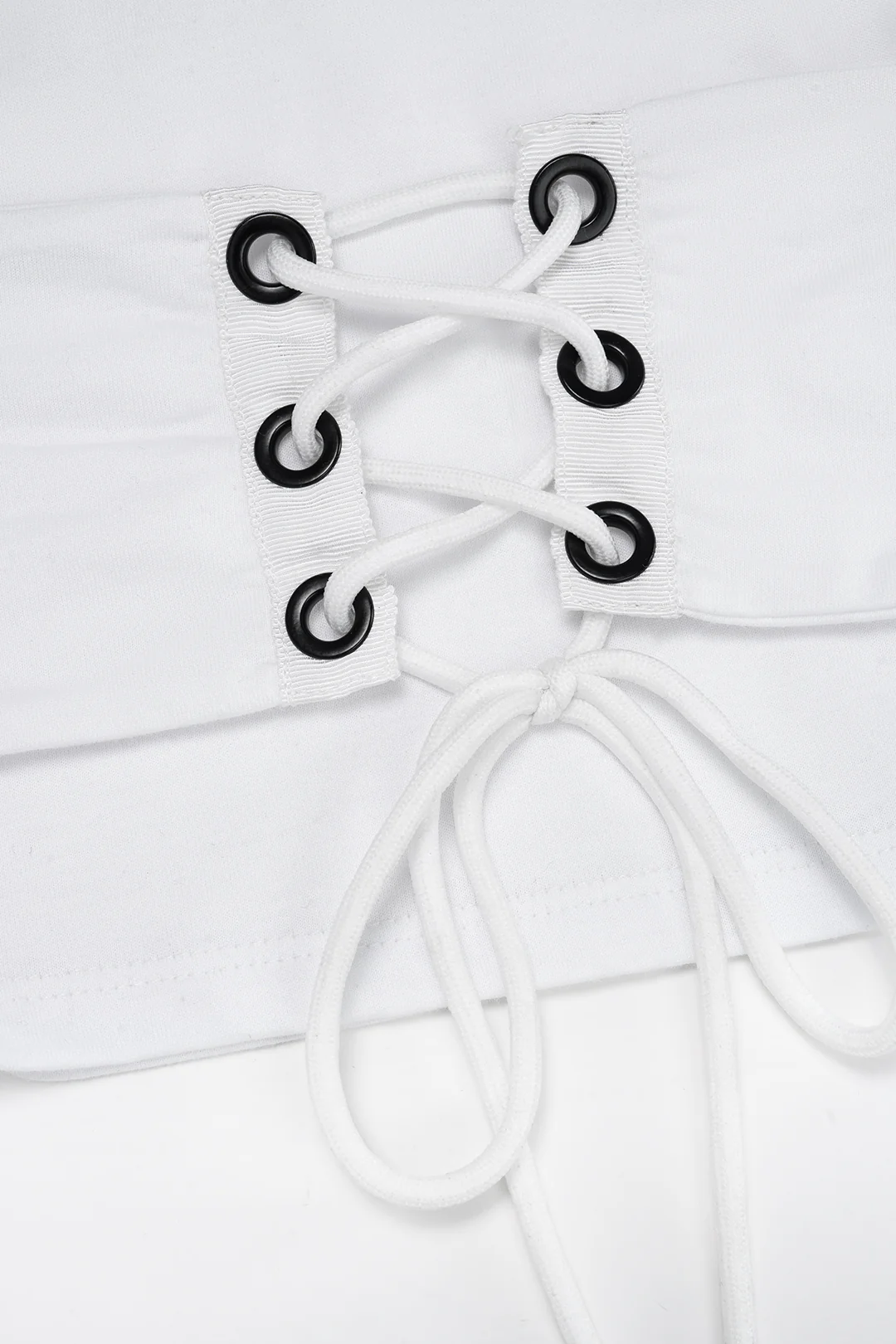 Letter Print Round Neck Tie-Up Short Sleeve T-Shirt - Image 3