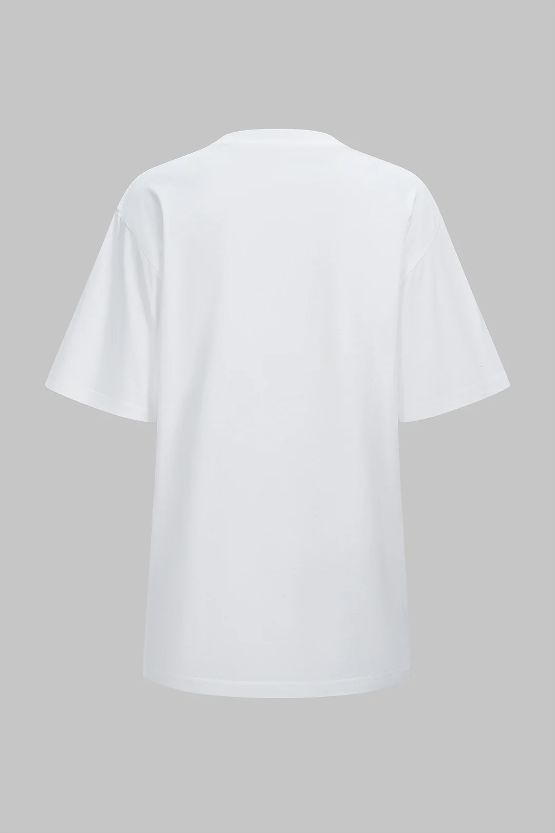 Floral Embroidery Round Neck Short Sleeve T-Shirt - Image 3
