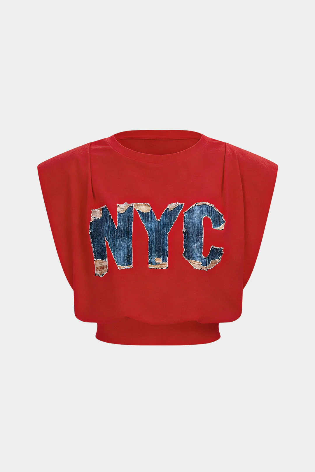 Letter Print Ruched Sleeveless T-Shirt - Image 7