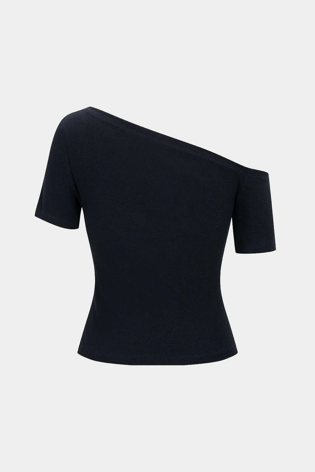 Letter Print One Shoulder Short Sleeve T-Shirt - Image 4