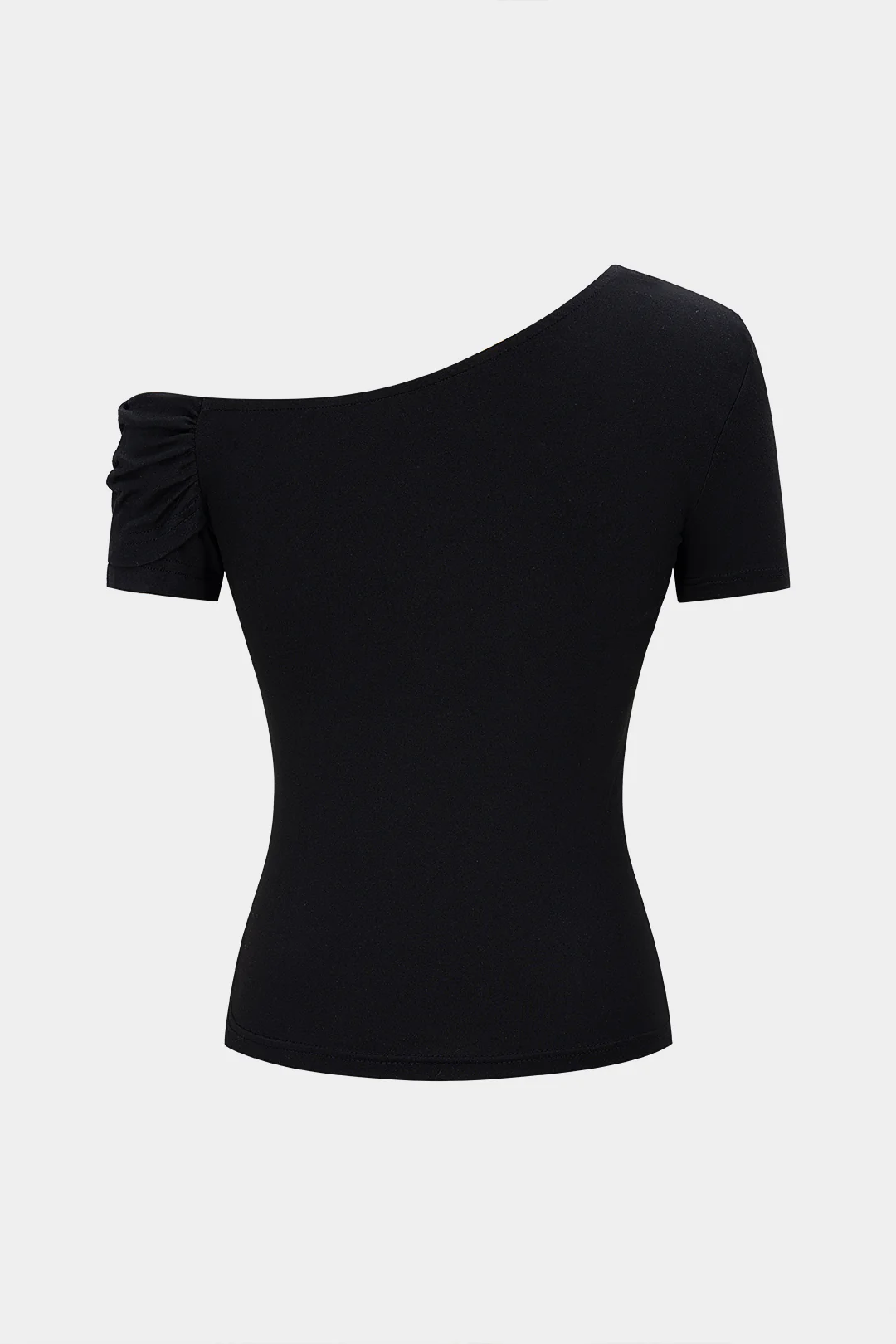 Metallic Decor One Shoulder Asymmetrical Short Sleeve T-Shirt - Image 3