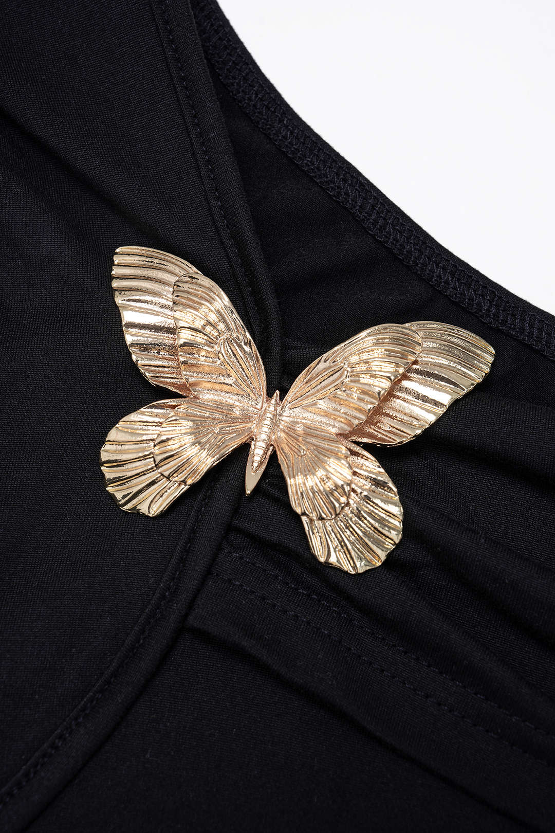 Metallic Decor One Shoulder Asymmetrical Short Sleeve T-Shirt - Image 4
