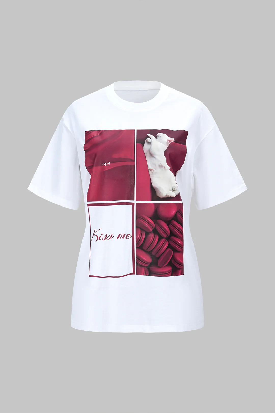 Geometric Print Round Neck Short Sleeve T-Shirt - Image 2