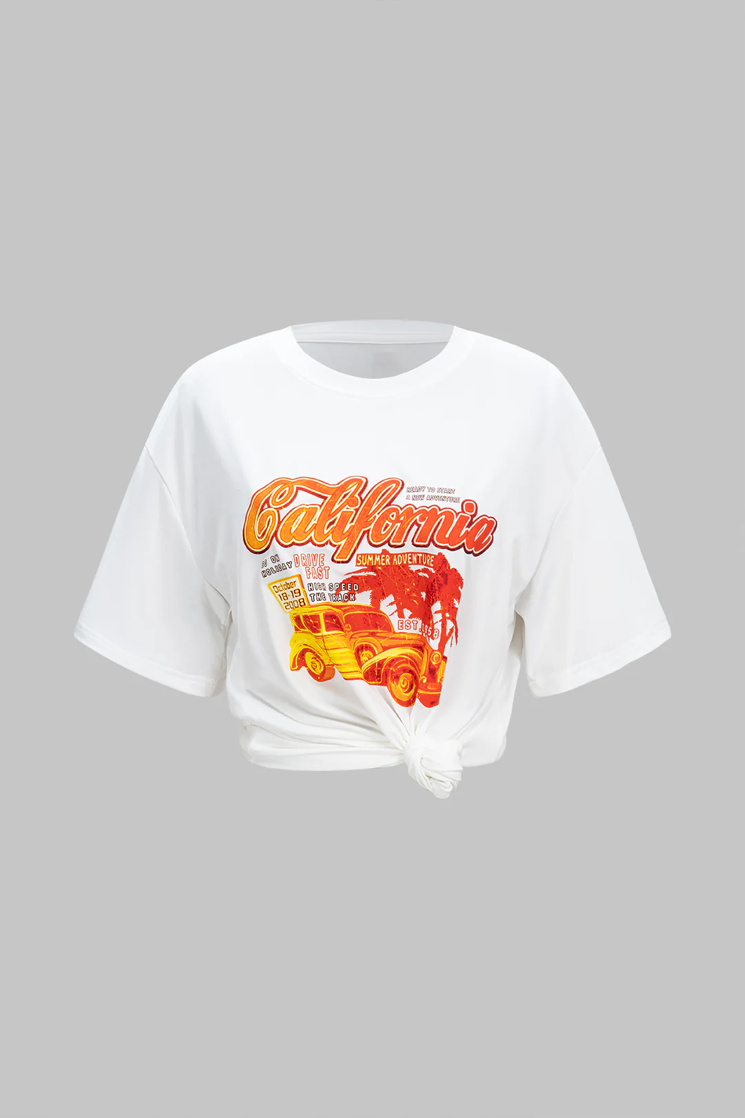 Letter Print Round Neck Short Sleeve T-Shirt