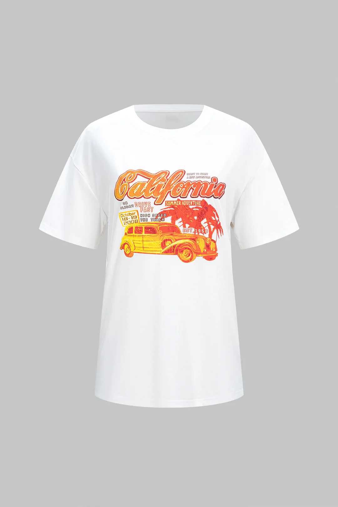 Letter Print Round Neck Short Sleeve T-Shirt - Image 2