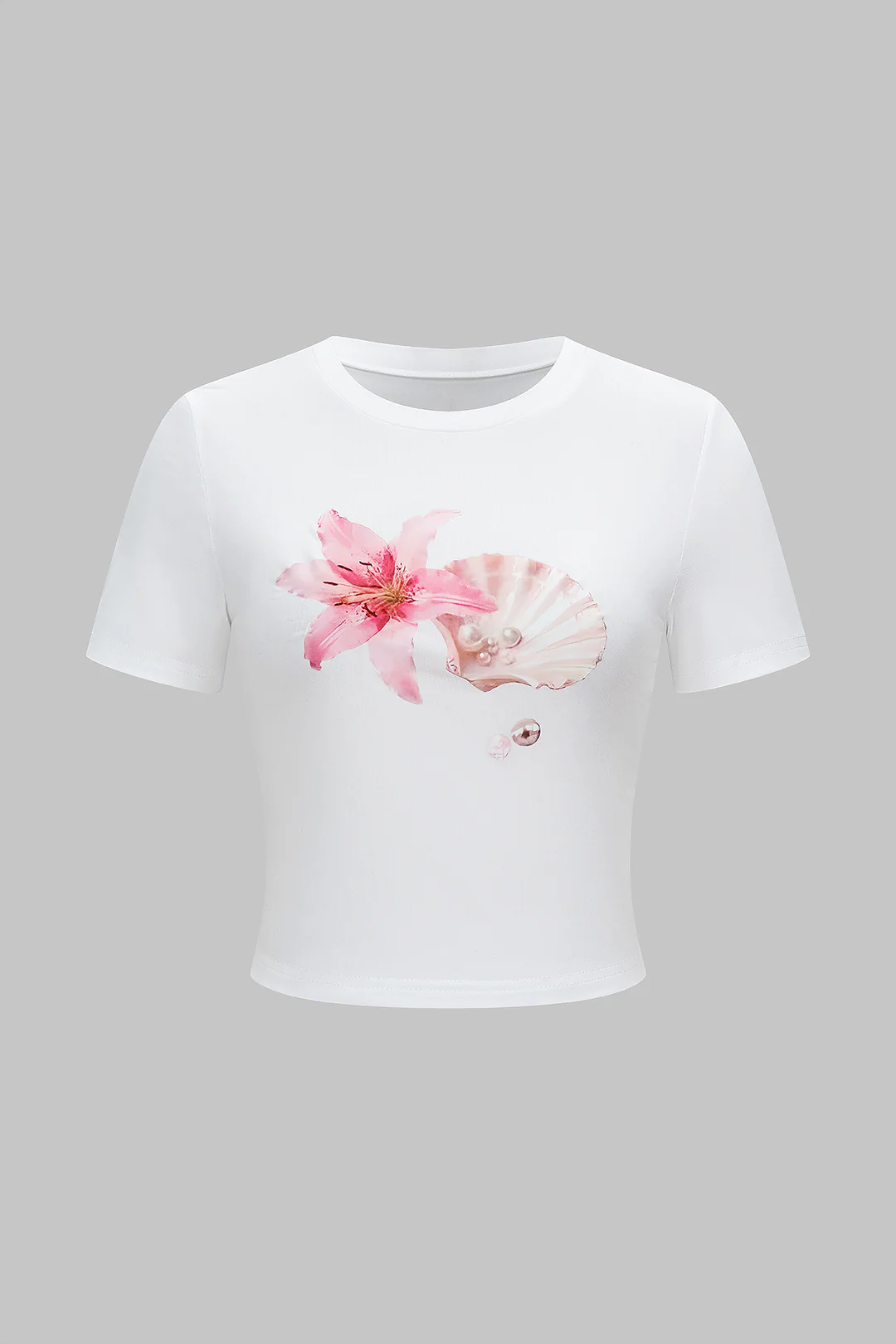 Floral Print Round Neck Short Sleeve T-Shirt