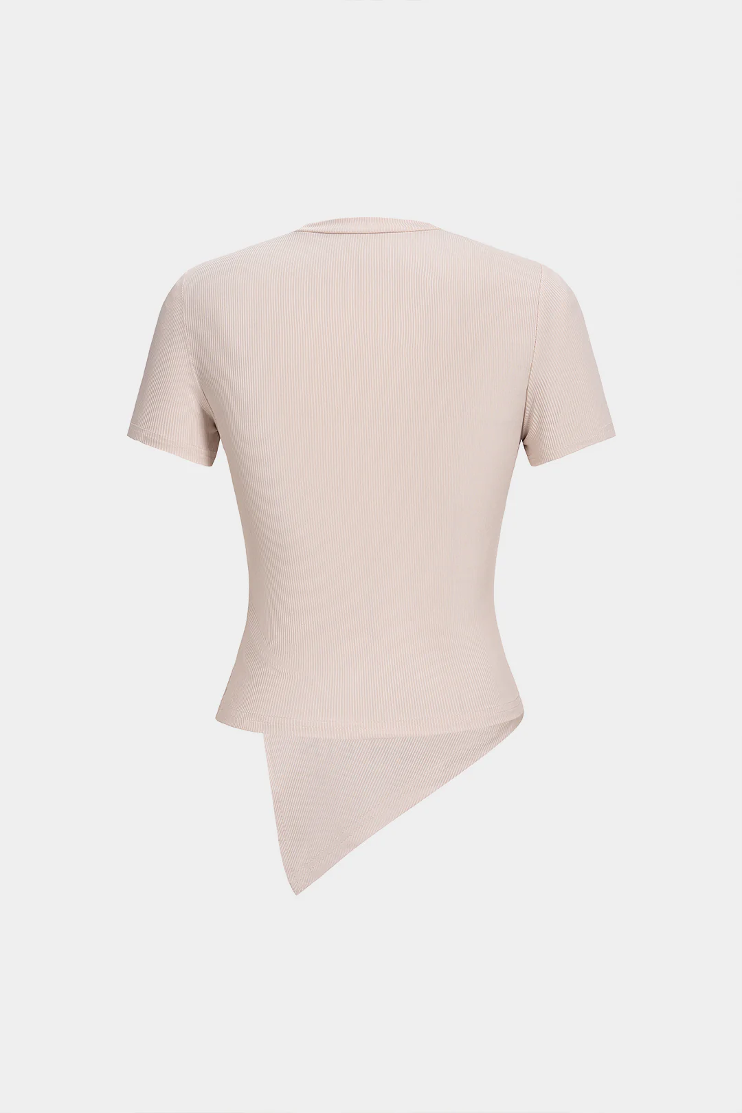 Round Neck Asymmetrical Ruched Short Sleeve T-Shirt - Image 2