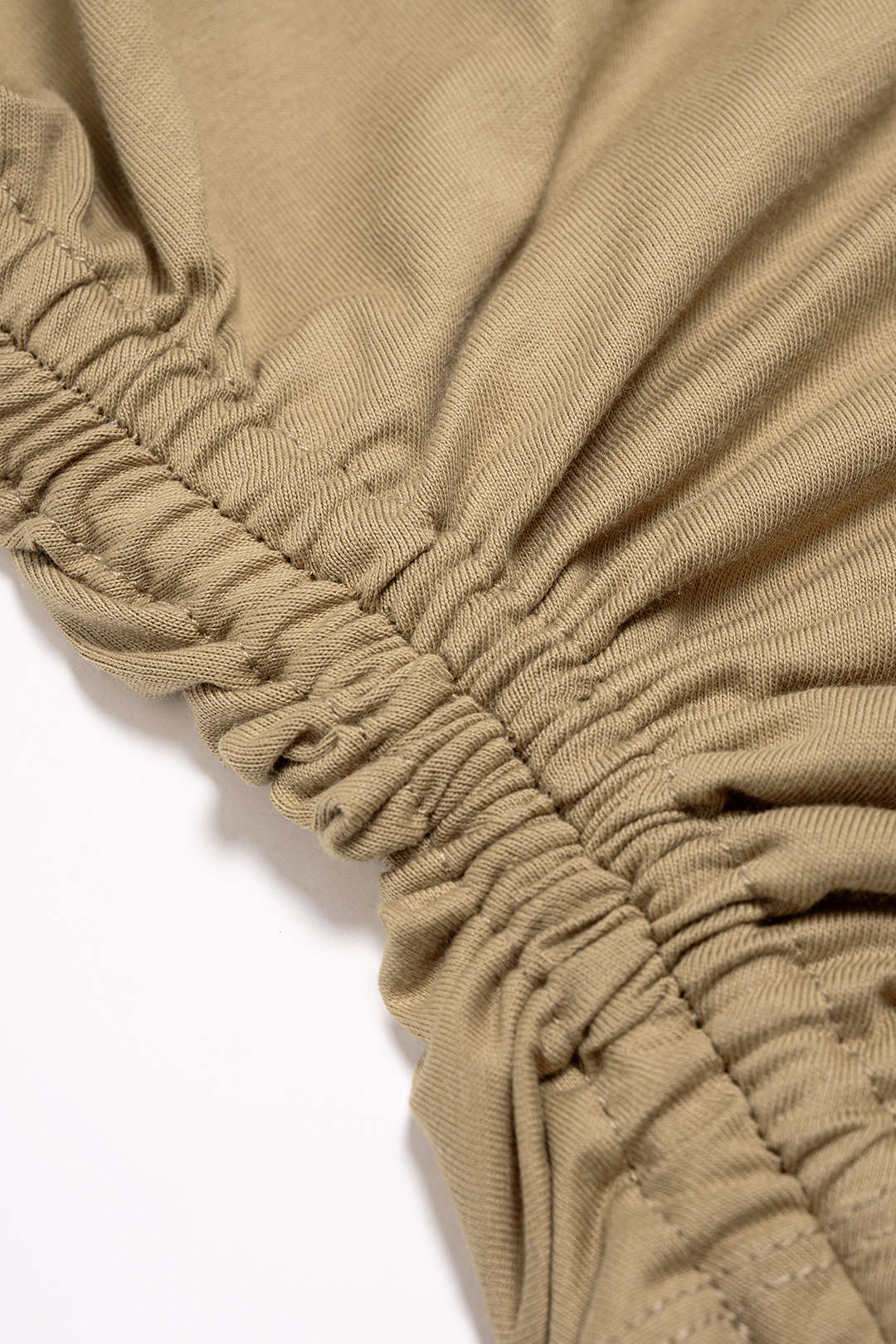 Round Neck Tie-Up Ruched Short Sleeve T-Shirt - Image 3