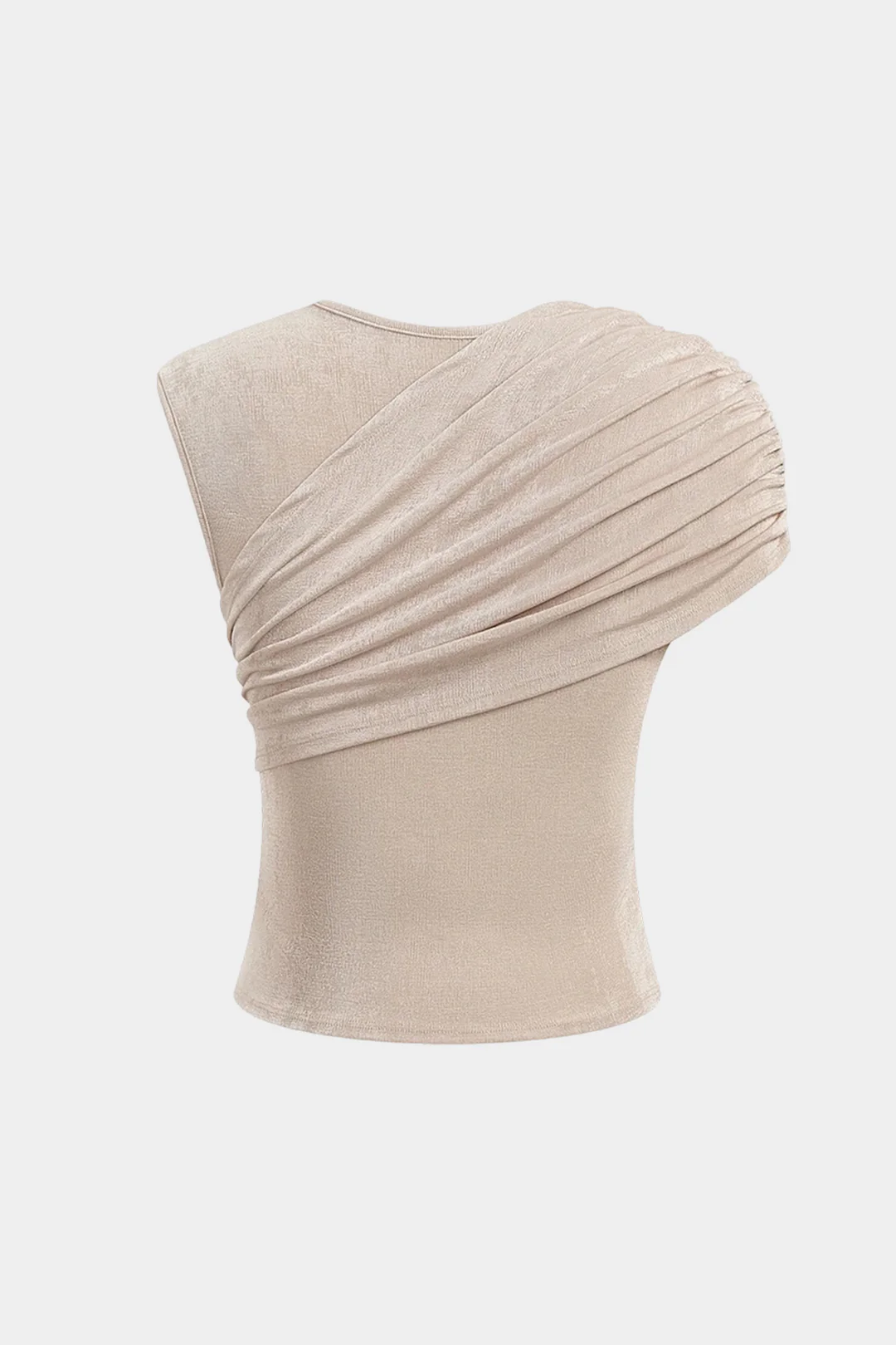 Asymmetrical Ruched Round Neck Tank Top - Image 2