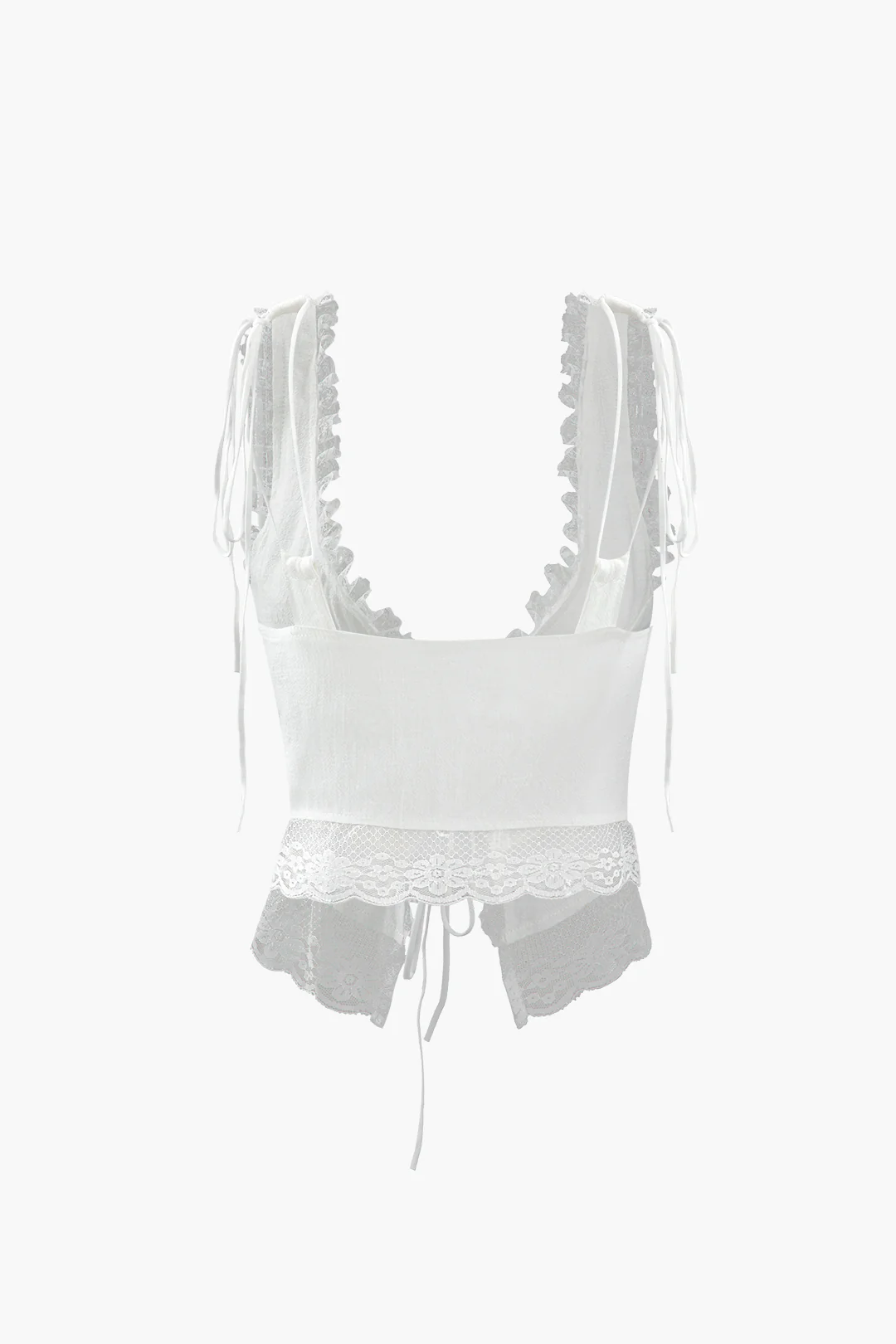 Lace Trim Tie Front Tank Top - Image 2