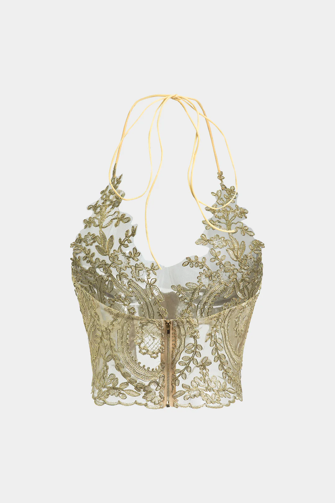 Lace Cut Out Tie Up Zipper Cami Top - Image 2