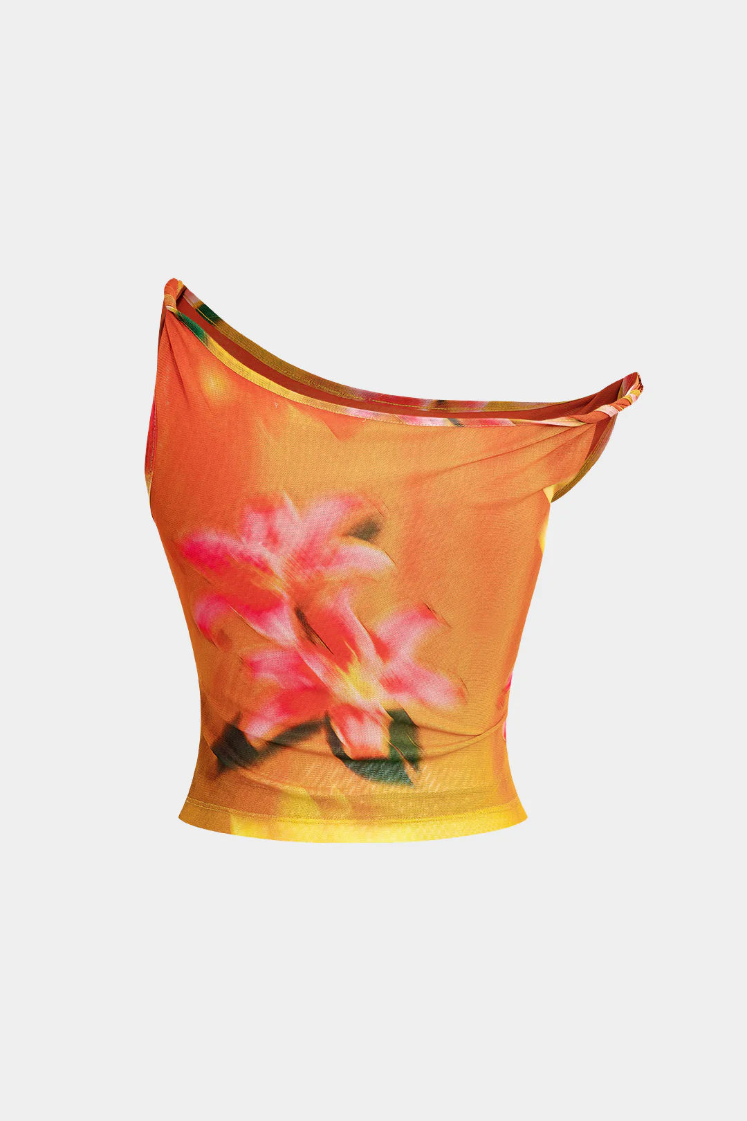 Lily Print Asymmetric Crop Tank Top - Image 2