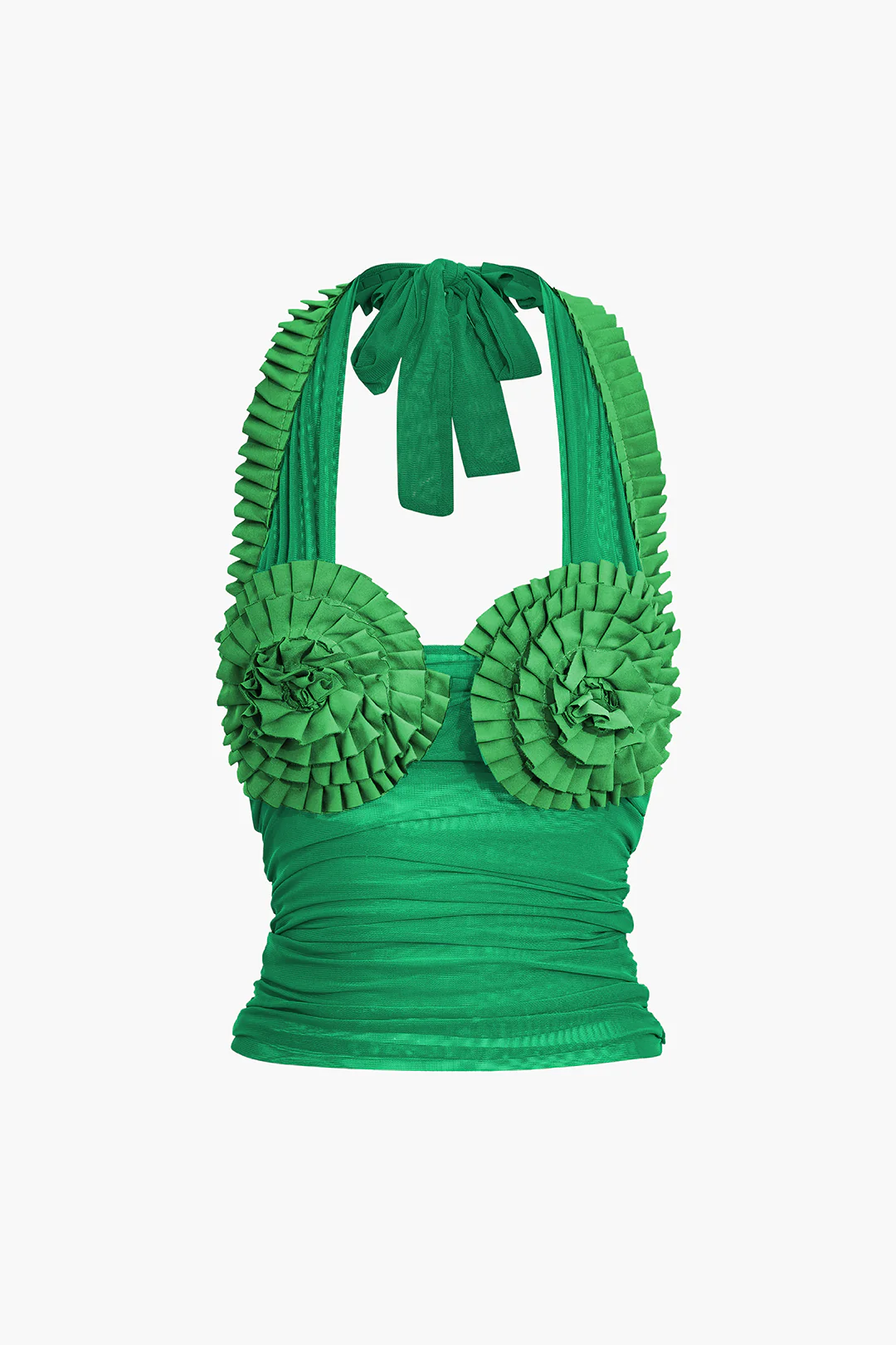 Pleated Mesh Halter Tank Top - Image 12
