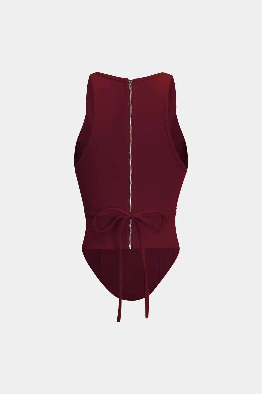 Zipper Tie-Up Corset Waist Tank Top - Image 10