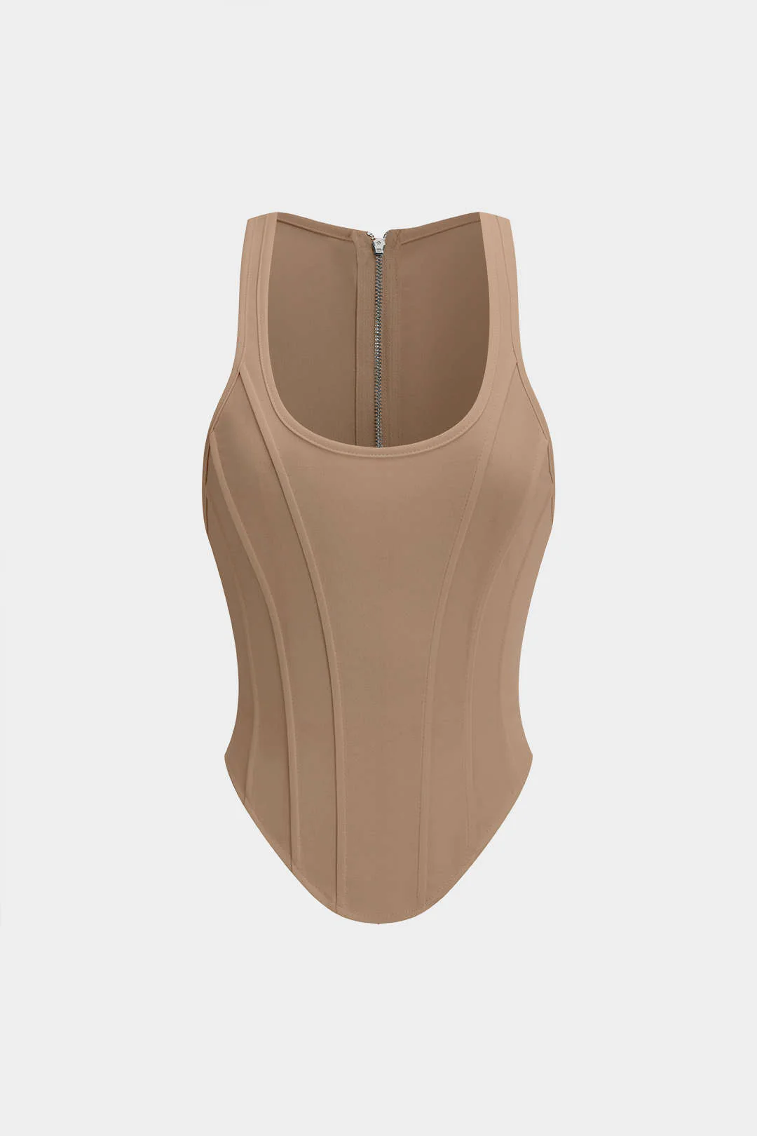 Zipper Tie-Up Corset Waist Tank Top - Image 13