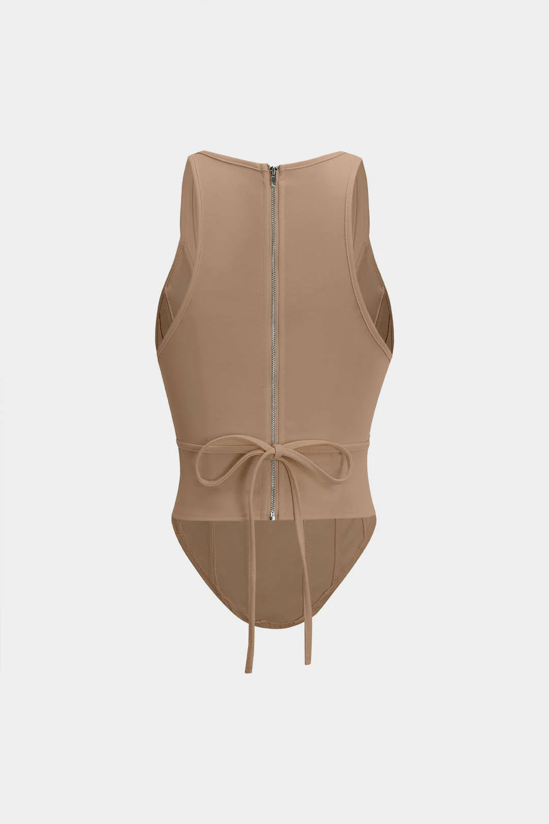 Zipper Tie-Up Corset Waist Tank Top - Image 14