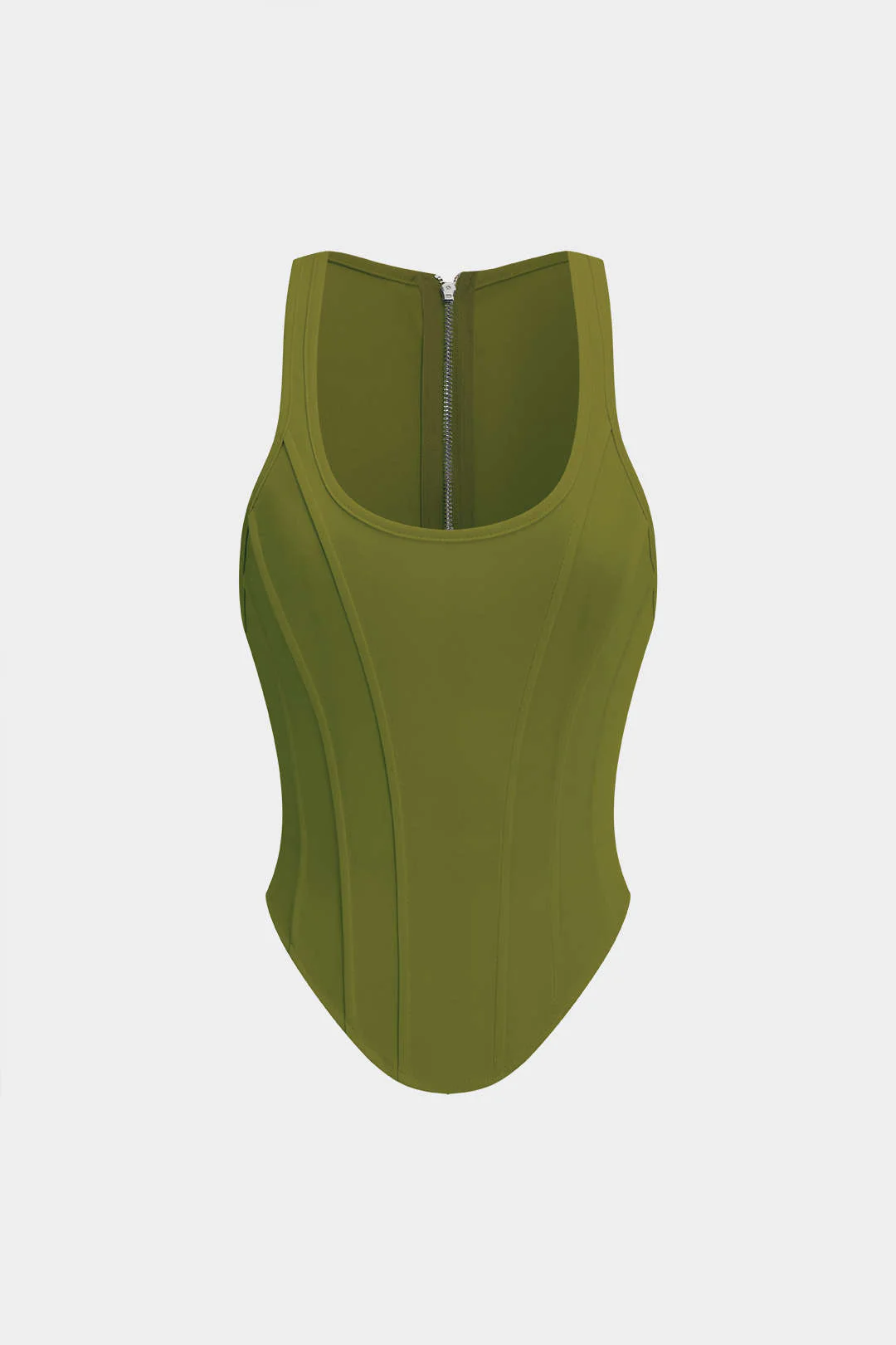 Zipper Tie-Up Corset Waist Tank Top - Image 15
