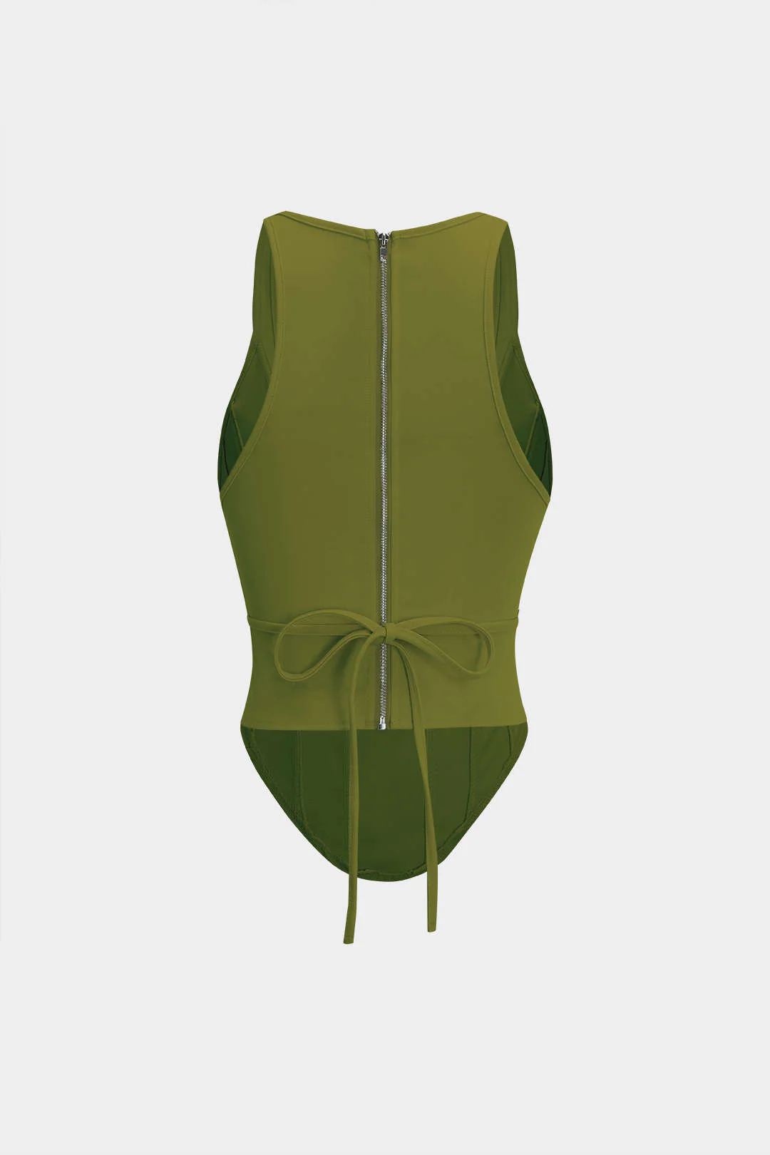 Zipper Tie-Up Corset Waist Tank Top - Image 16