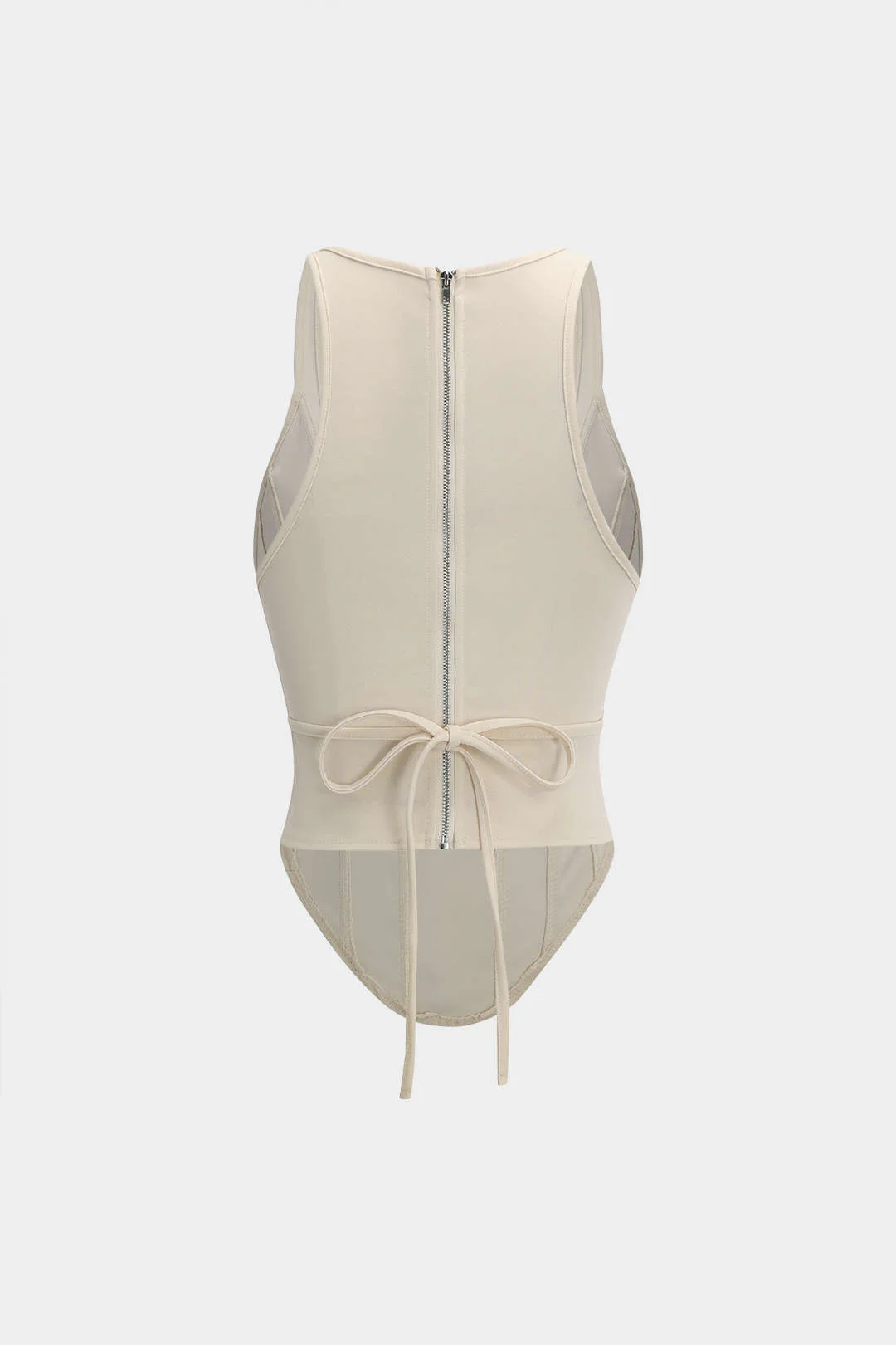 Zipper Tie-Up Corset Waist Tank Top - Image 2