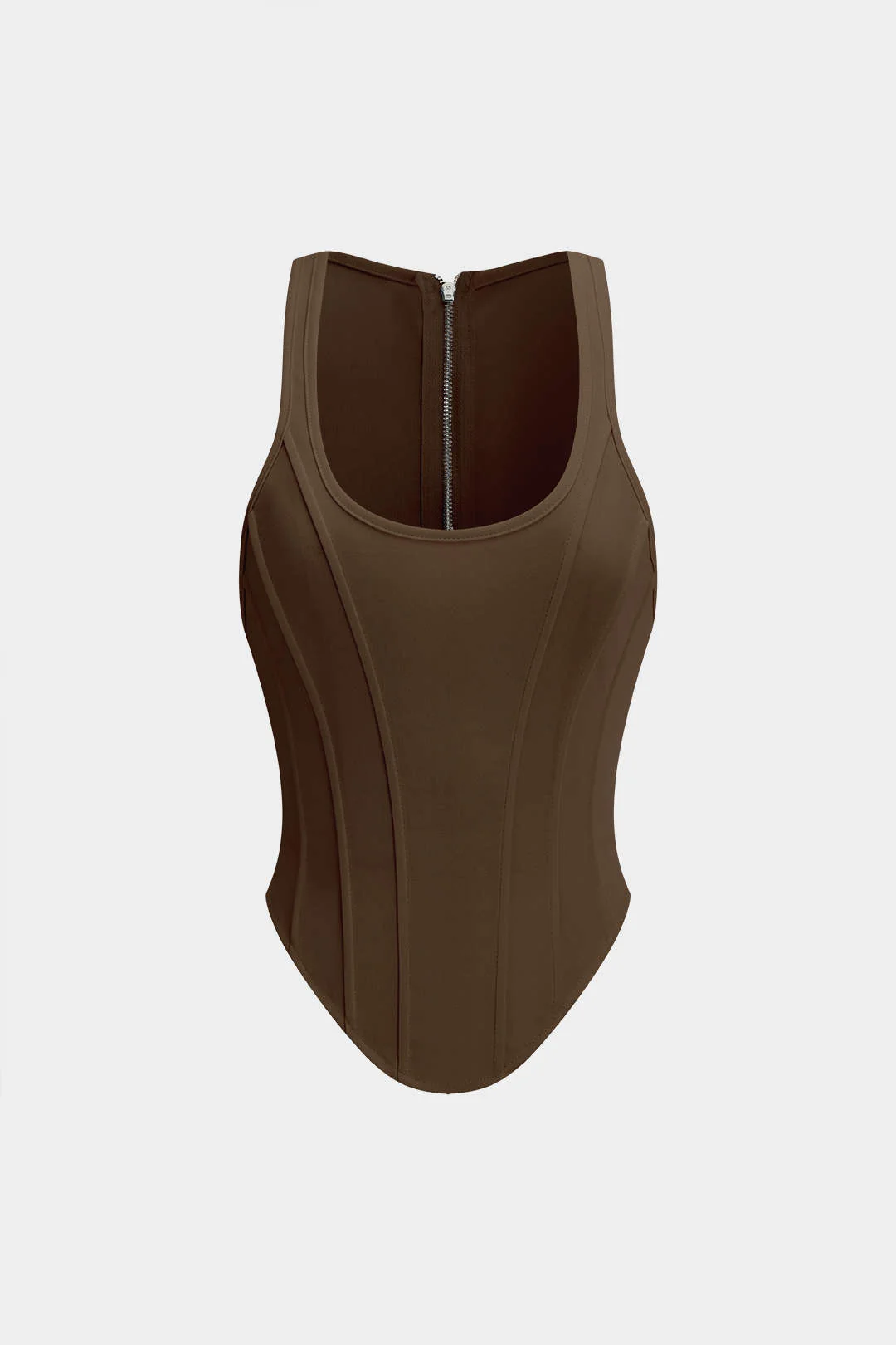 Zipper Tie-Up Corset Waist Tank Top - Image 7