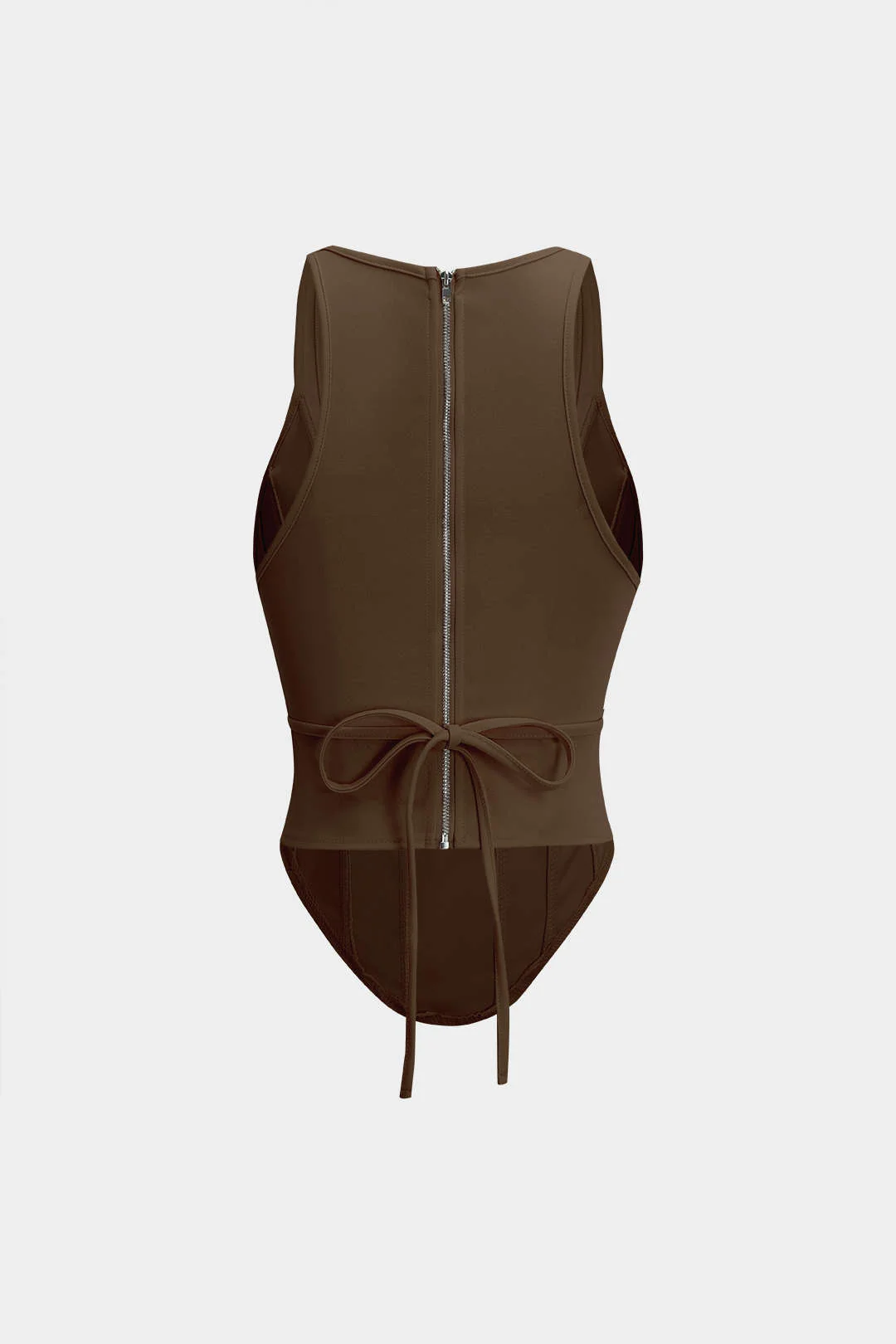 Zipper Tie-Up Corset Waist Tank Top - Image 8