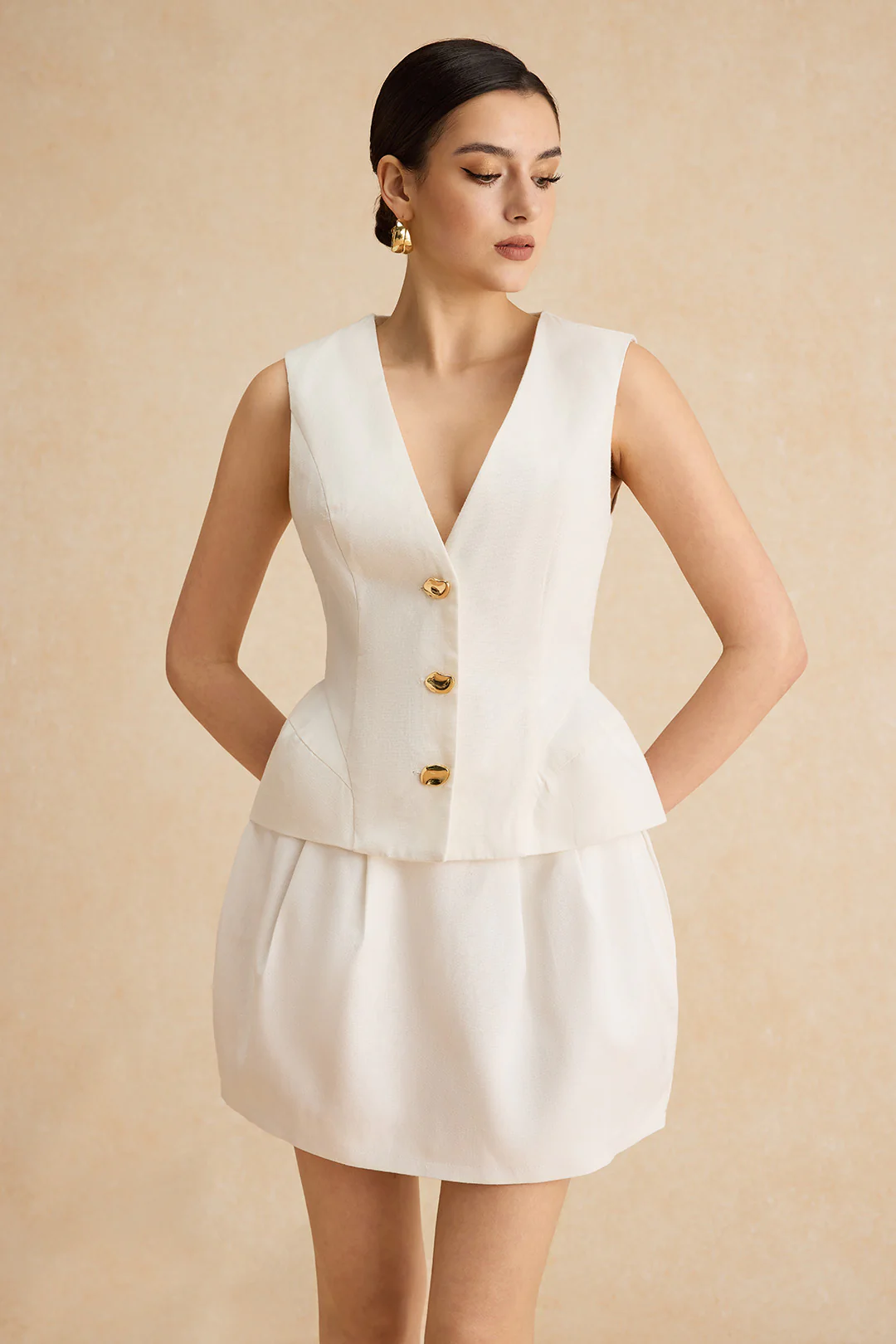 Linen Metallic Button Tank Top - Image 6