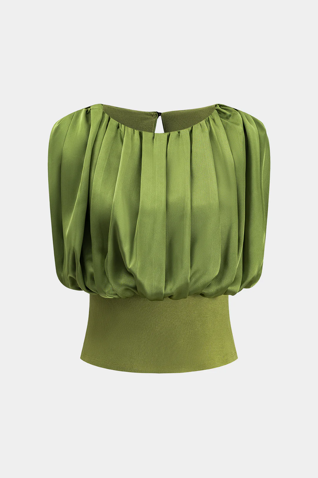 Satin Patchwork Ruched Button Tank Top - Image 2
