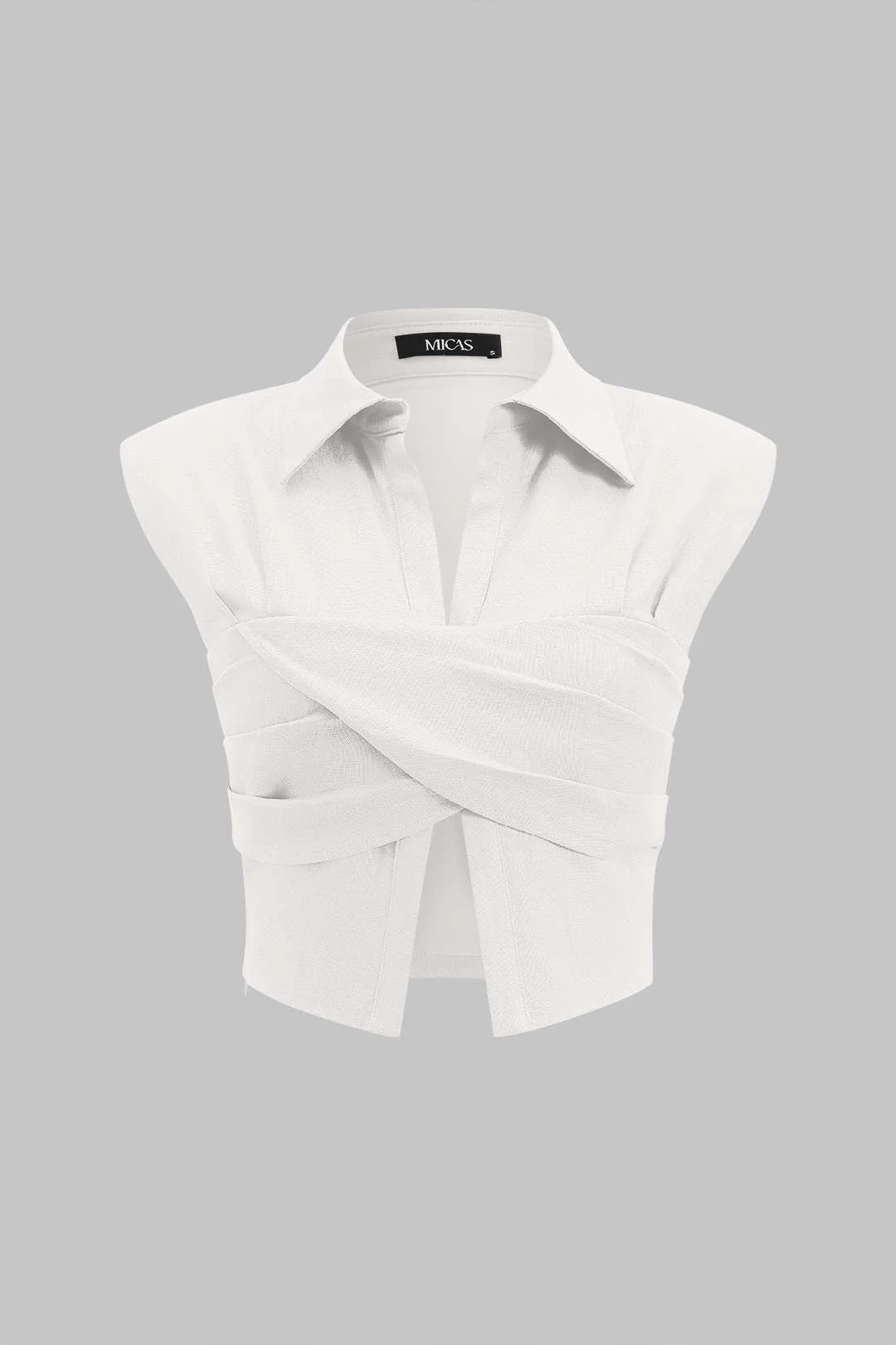 Linen Crossed Ruched Tank Top - Image 6