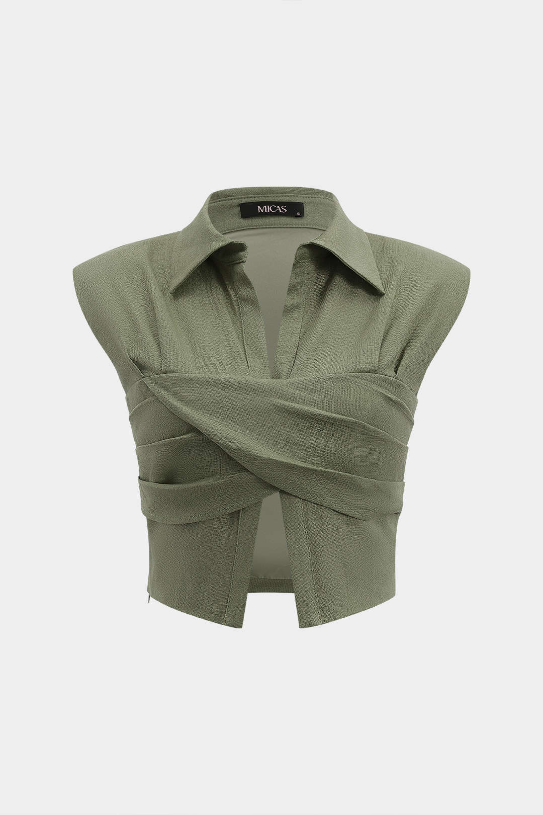 Linen Crossed Ruched Tank Top - Image 8
