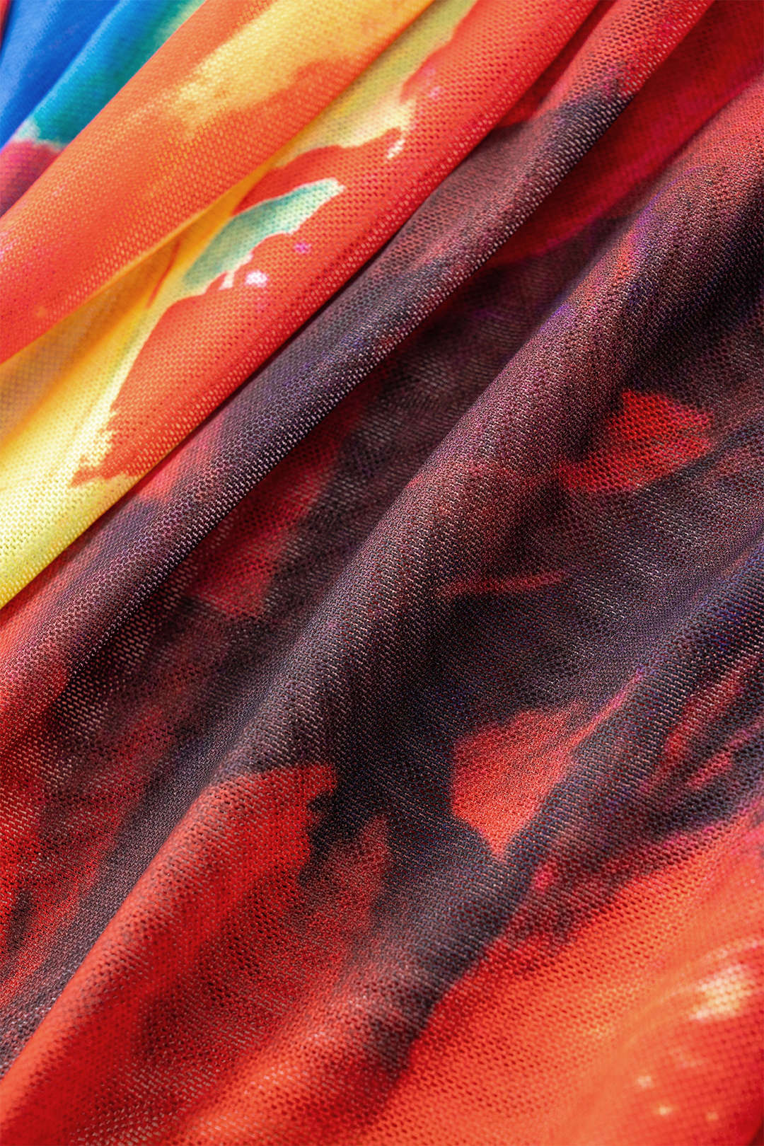 Mesh Abstract Print Ruched Slip Cami Top - Image 3