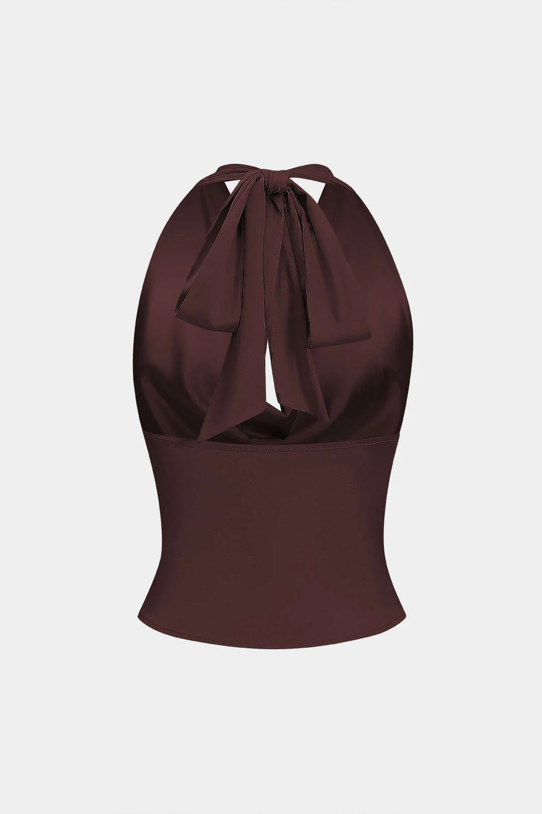 Satin Halter Neck Tie-Up Backless Cowl Neck Tank Top - Image 6