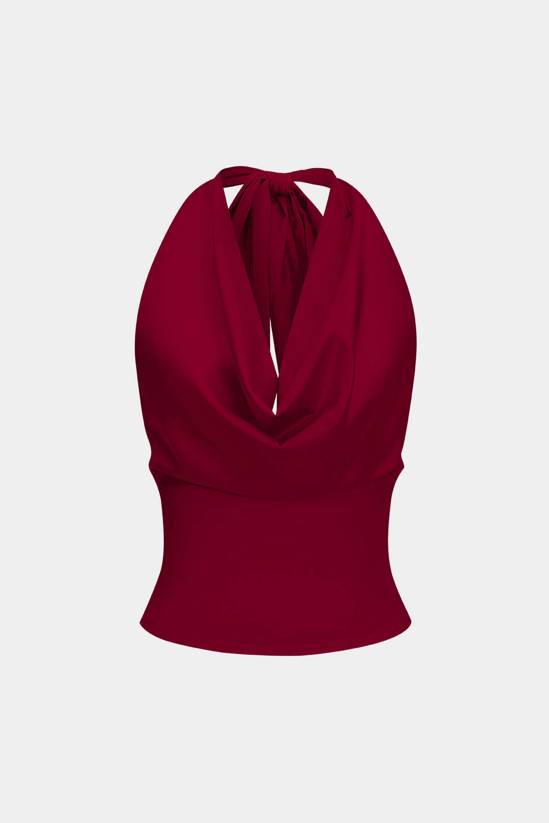Satin Halter Neck Tie-Up Backless Cowl Neck Tank Top - Image 7