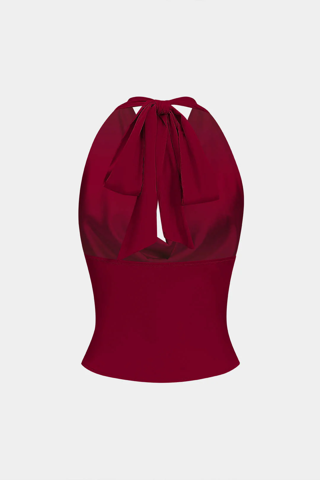 Satin Halter Neck Tie-Up Backless Cowl Neck Tank Top - Image 8
