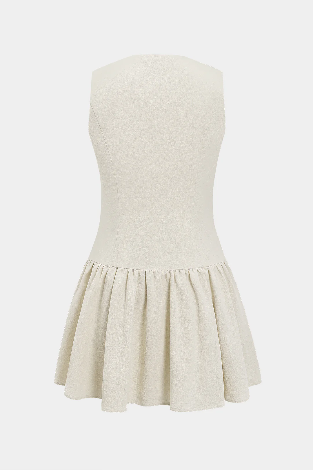Linen Metallic Decor Cut Out Ruched Sleeveless Mini Dress - Image 6
