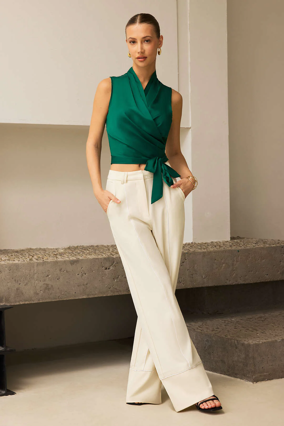 Satin Crossed Tank Top - Image 6