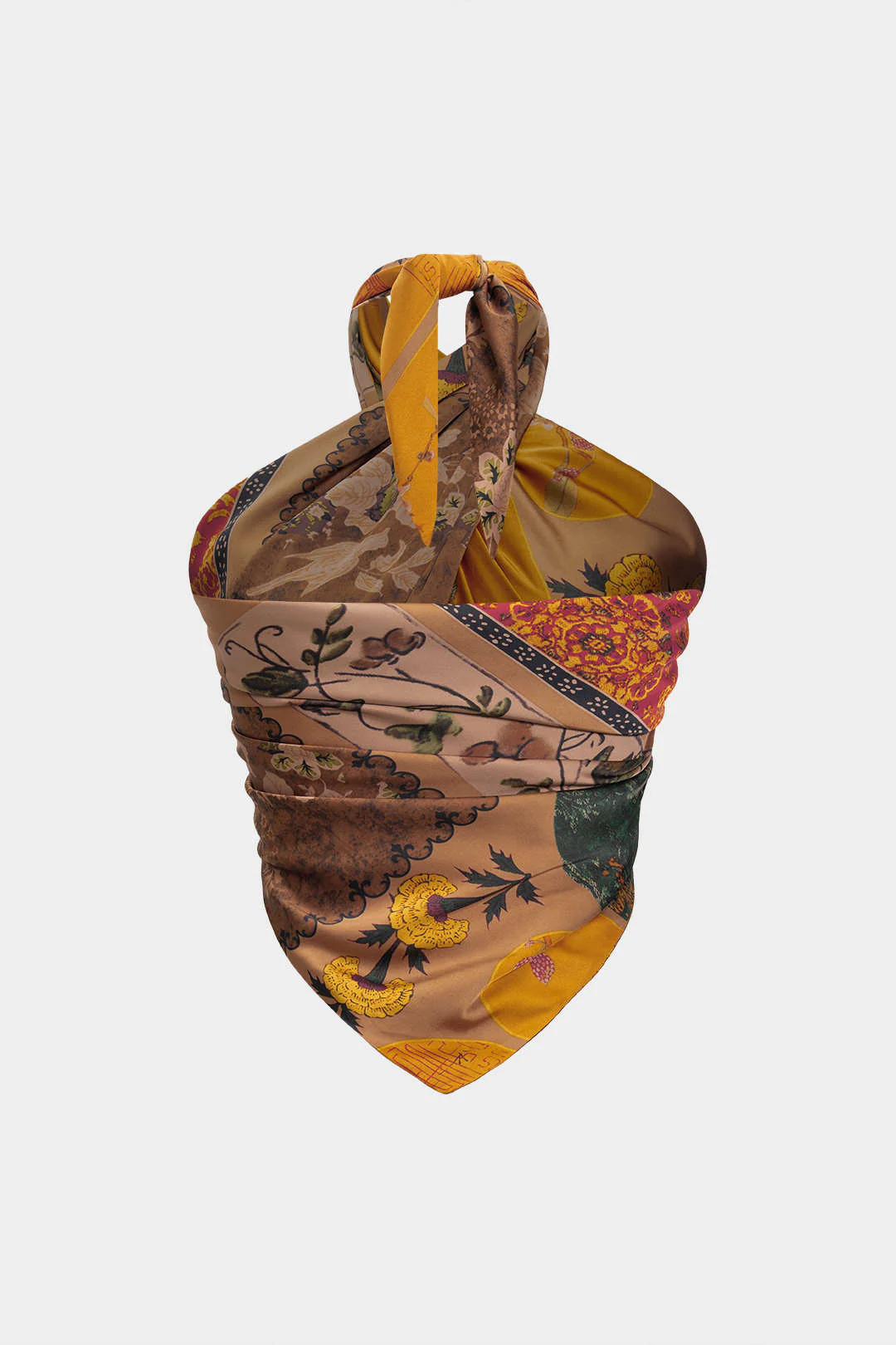 Retro Print Satin Tie-Up Tube Top - Image 4