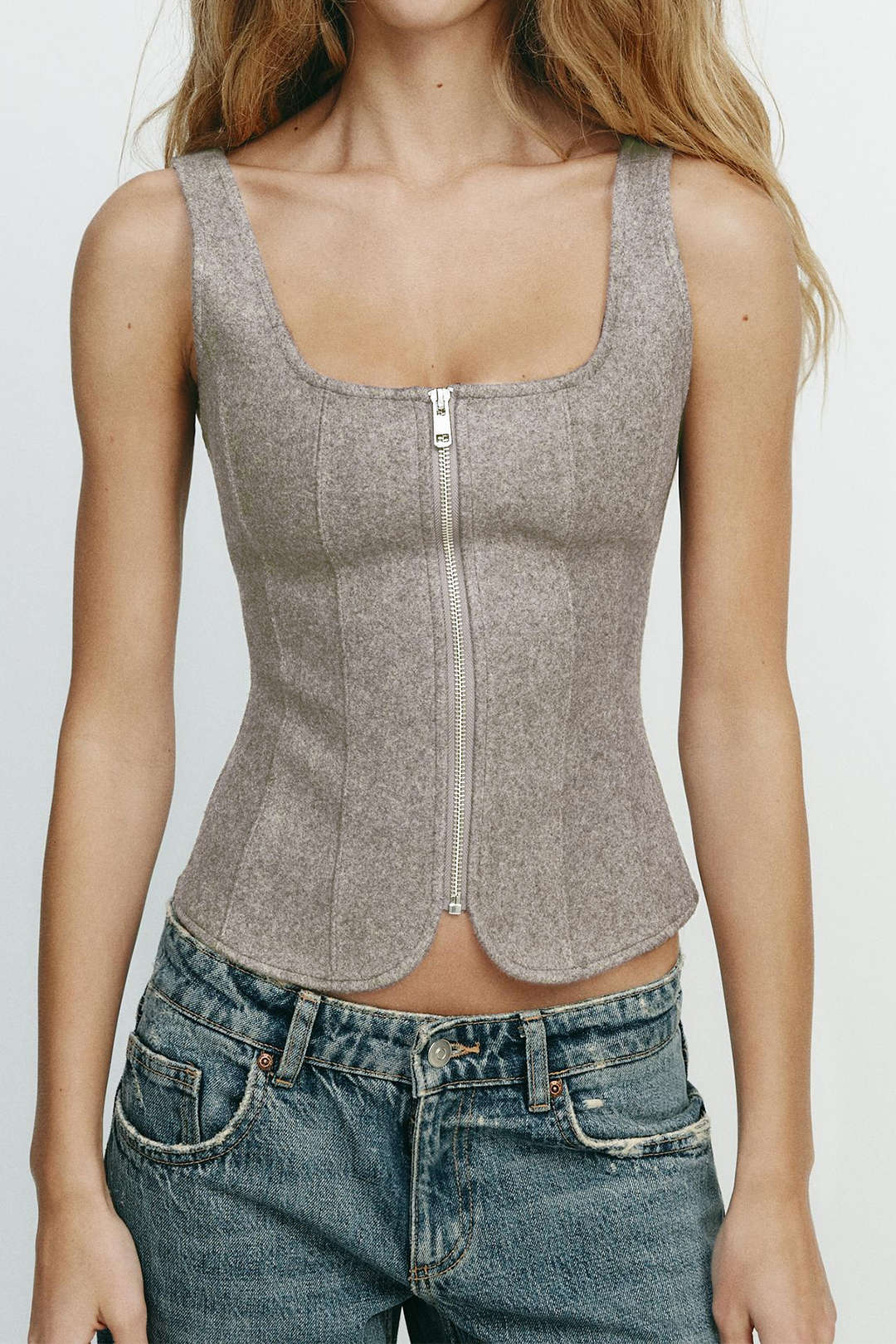 Woolen Zipper Cami Top - Image 5