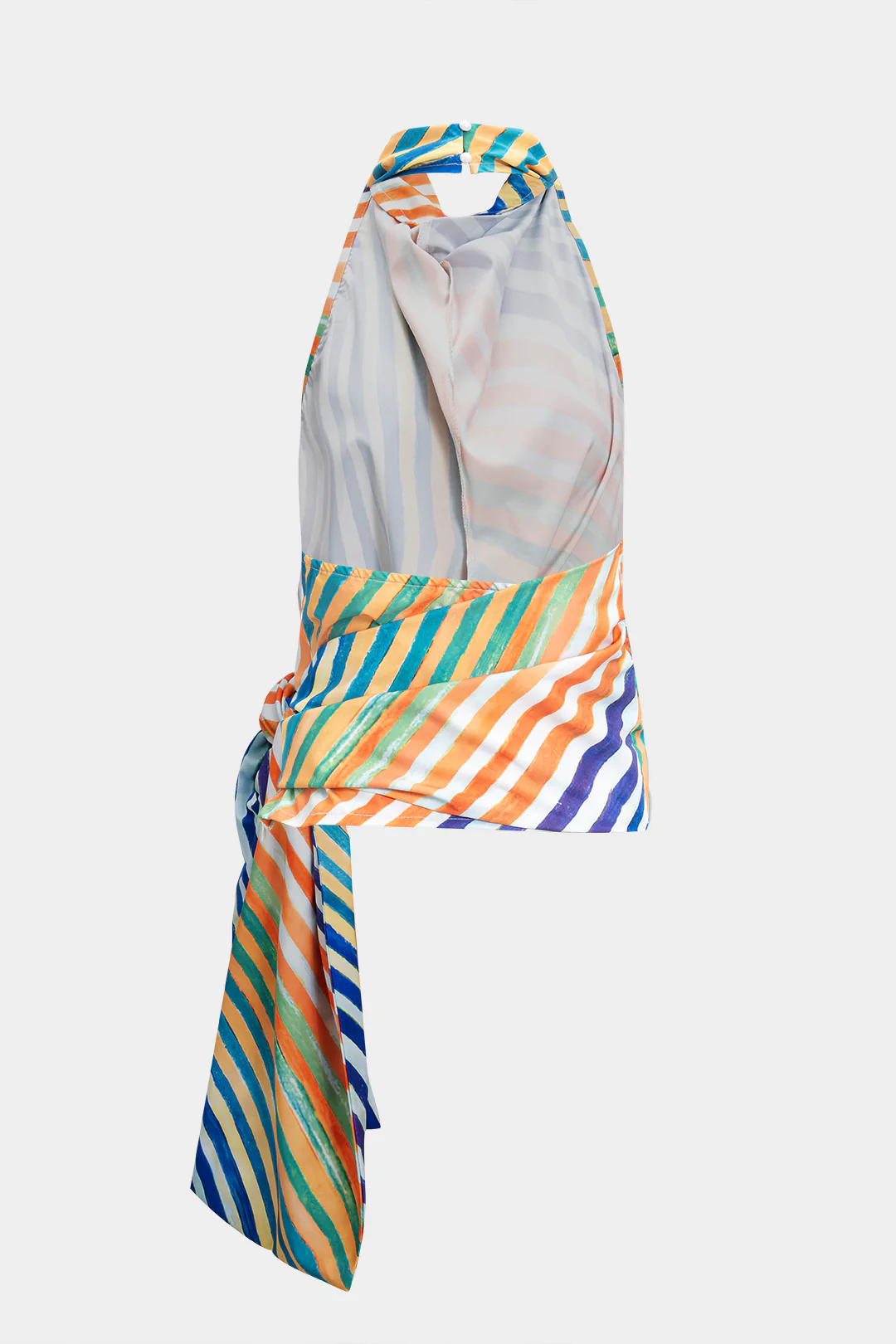 Contrast Stripe Print Tie-Up Tank Top - Image 2