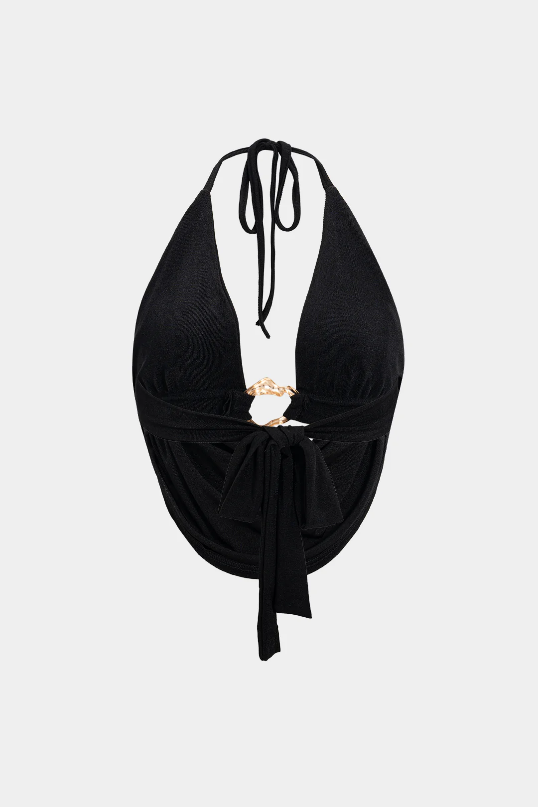 Metallic Decor Cowl Neck Halter Tie-Up Cami Top - Image 2