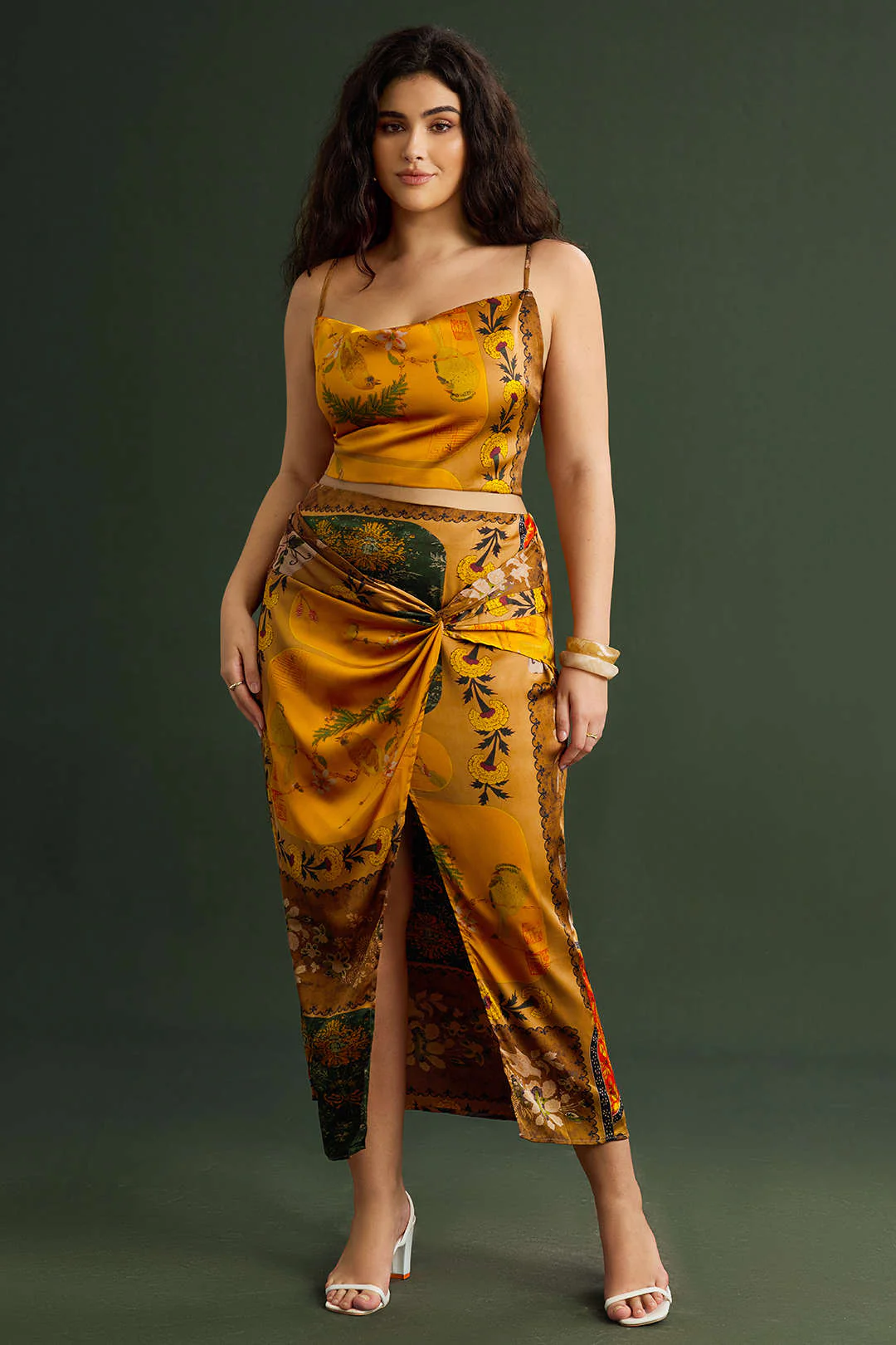 Plus Size Bohemian Print Zipper Slip Cami Top - Image 6