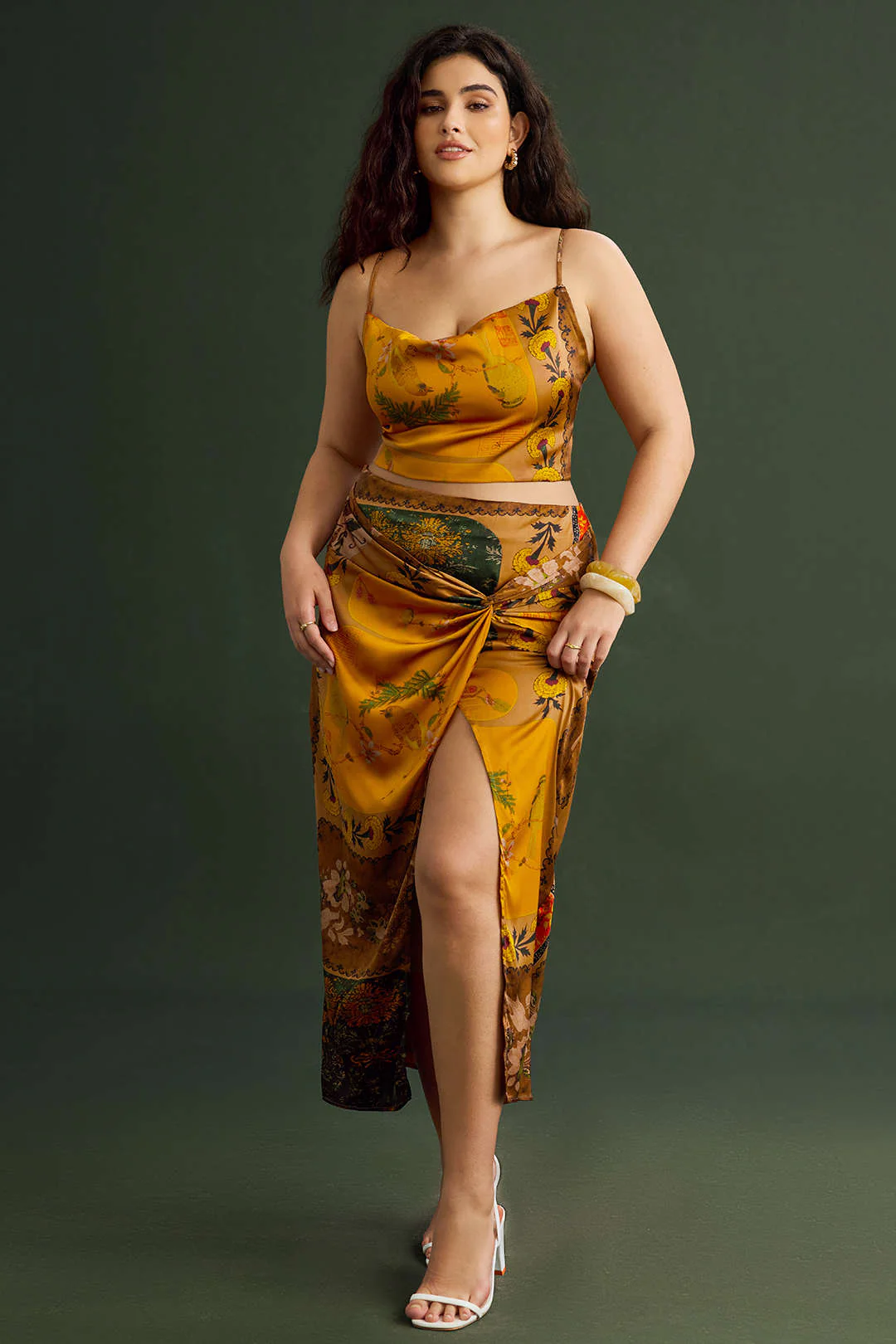 Plus Size Bohemian Print Zipper Slip Cami Top - Image 7