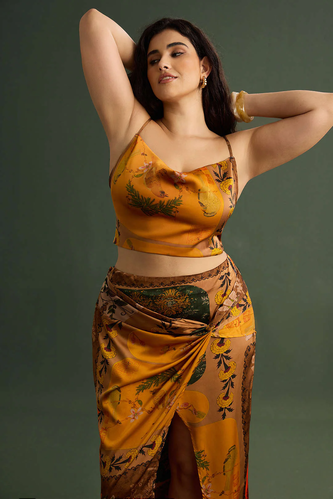 Plus Size Bohemian Print Zipper Slip Cami Top - Image 8