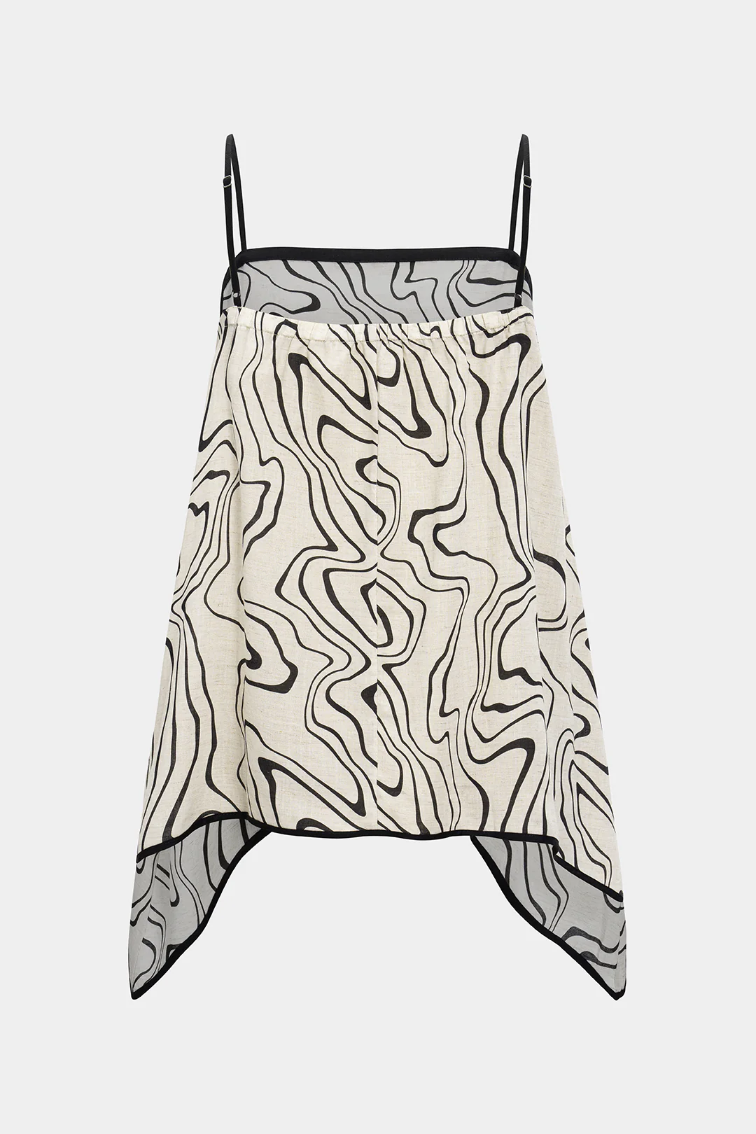 Abstract Print Linen Slip Detail Cami Top - Image 2