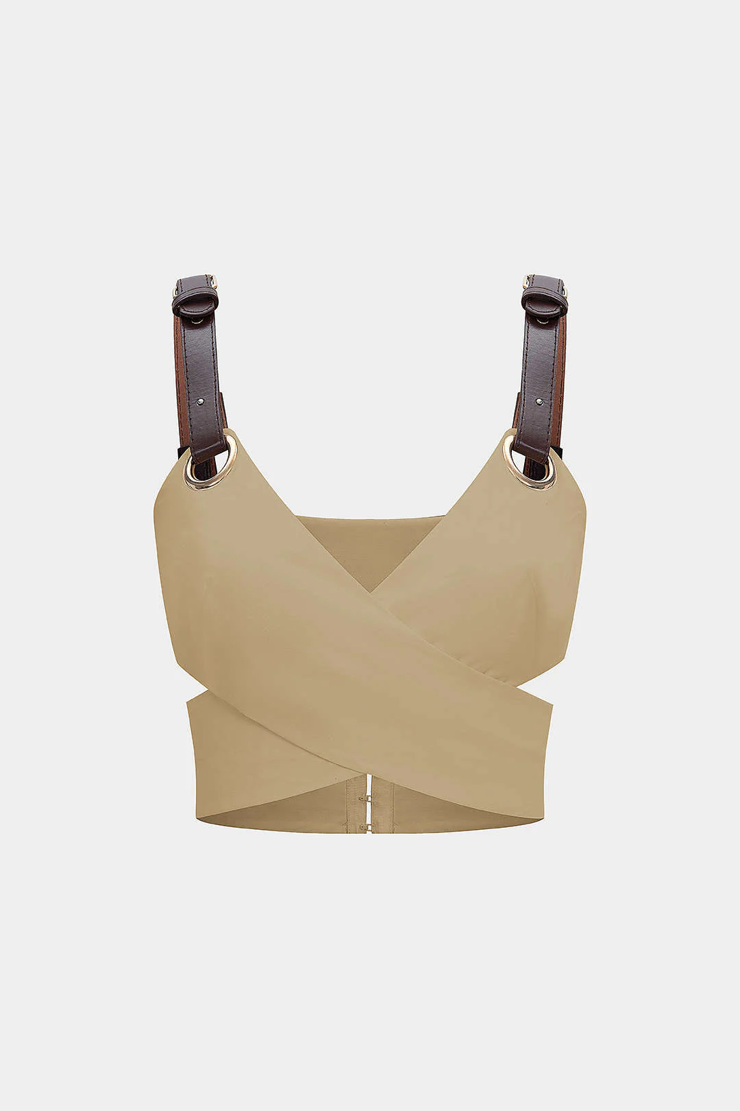 Leather Patchwork Crossed Cut Out Cami Top - Image 6