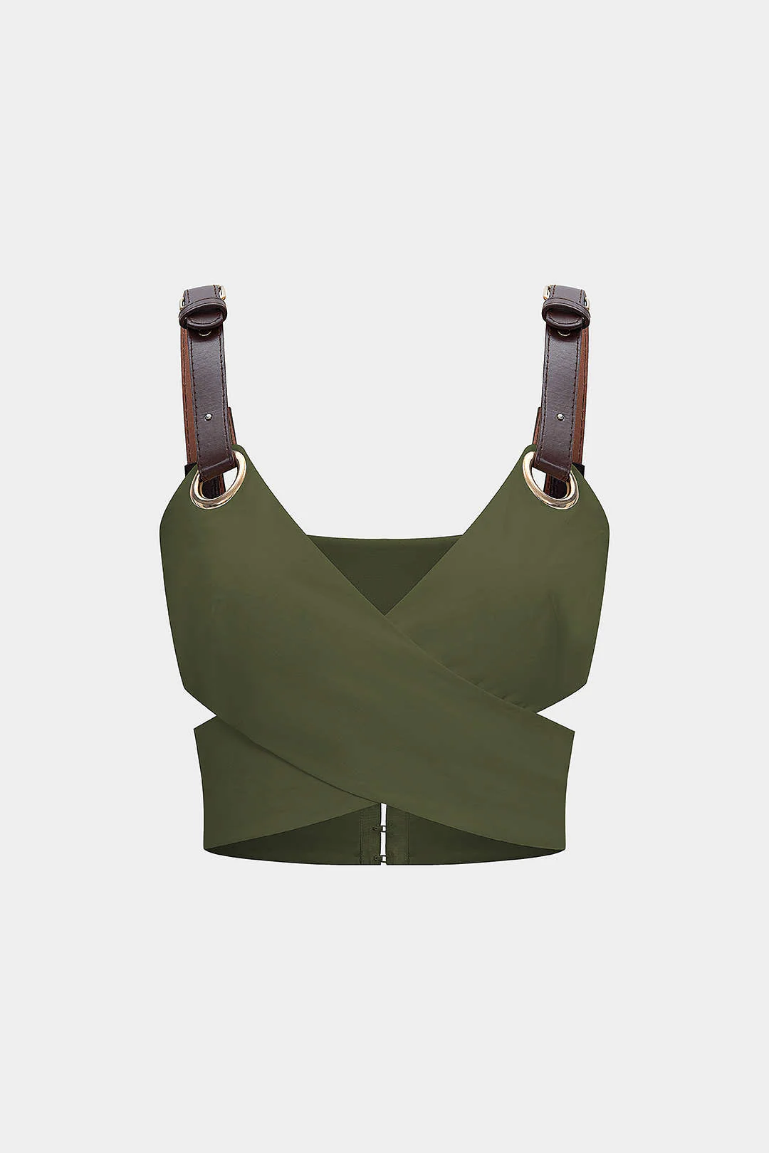 Leather Patchwork Crossed Cut Out Cami Top - Image 7
