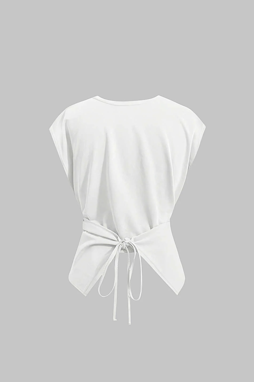 Solid Ruched Tie-Up Crossed T-Shirt - Image 2