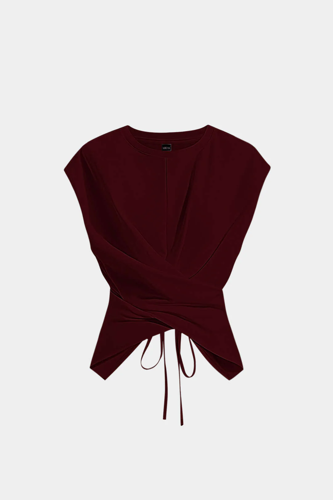 Solid Ruched Tie-Up Crossed T-Shirt - Image 3