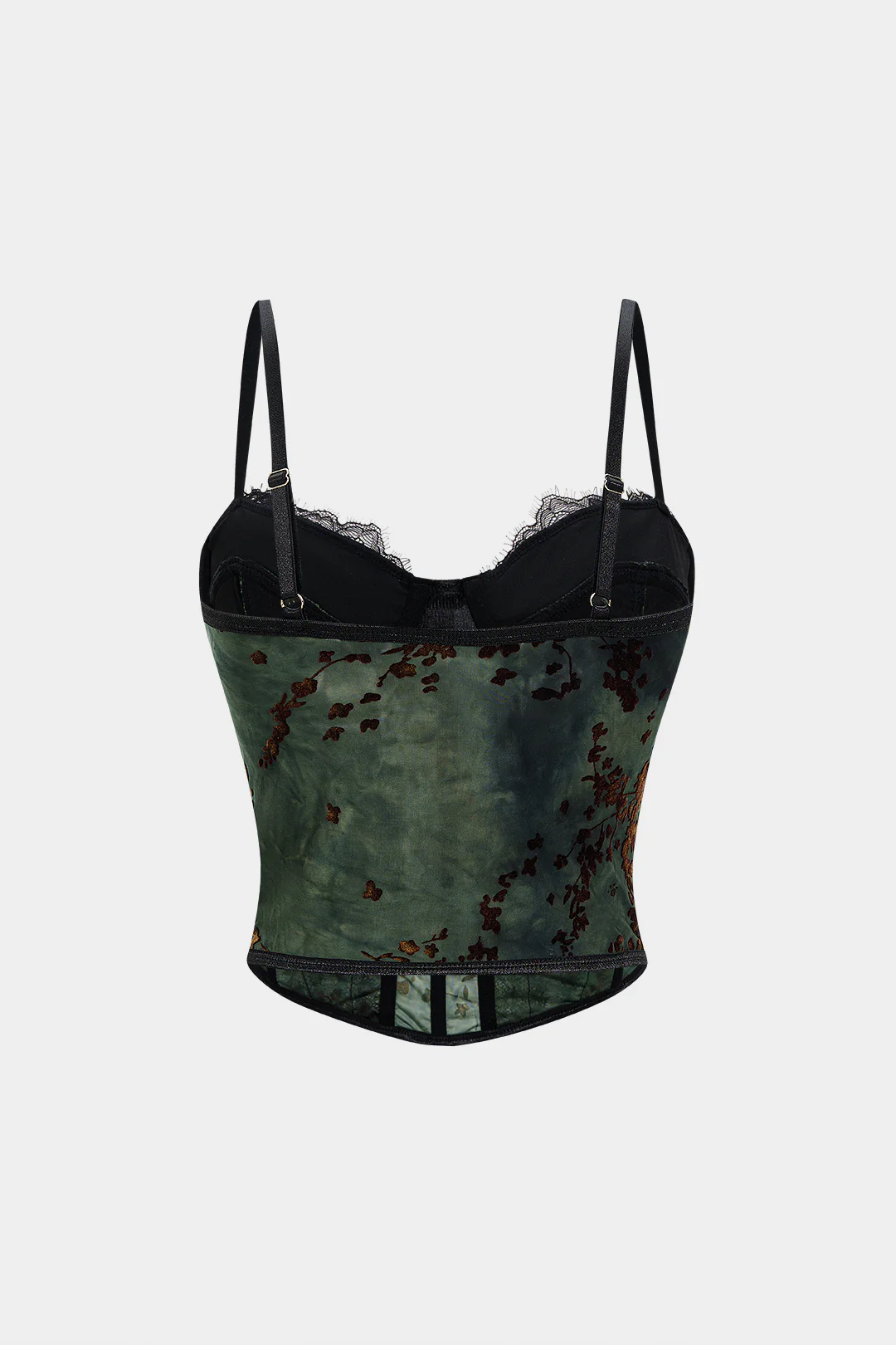 Retro Print Lace Trim Bustier Corset Cami Top - Image 2