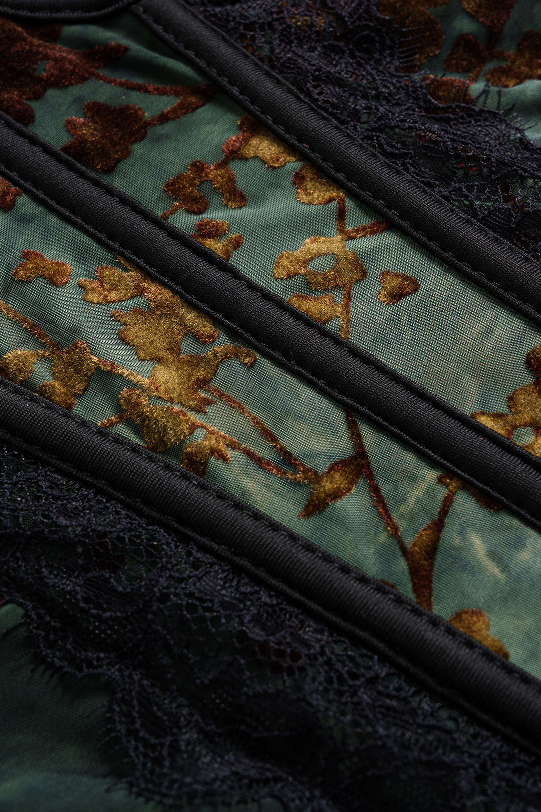 Retro Print Lace Trim Bustier Corset Cami Top - Image 3