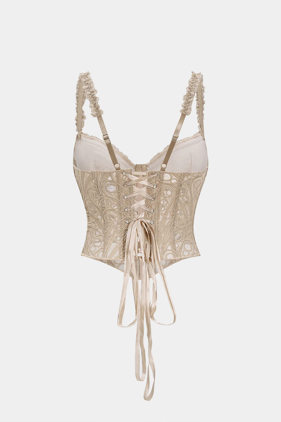 Lace Trim Bustier Corset Tie-Back Cami Top - Image 2